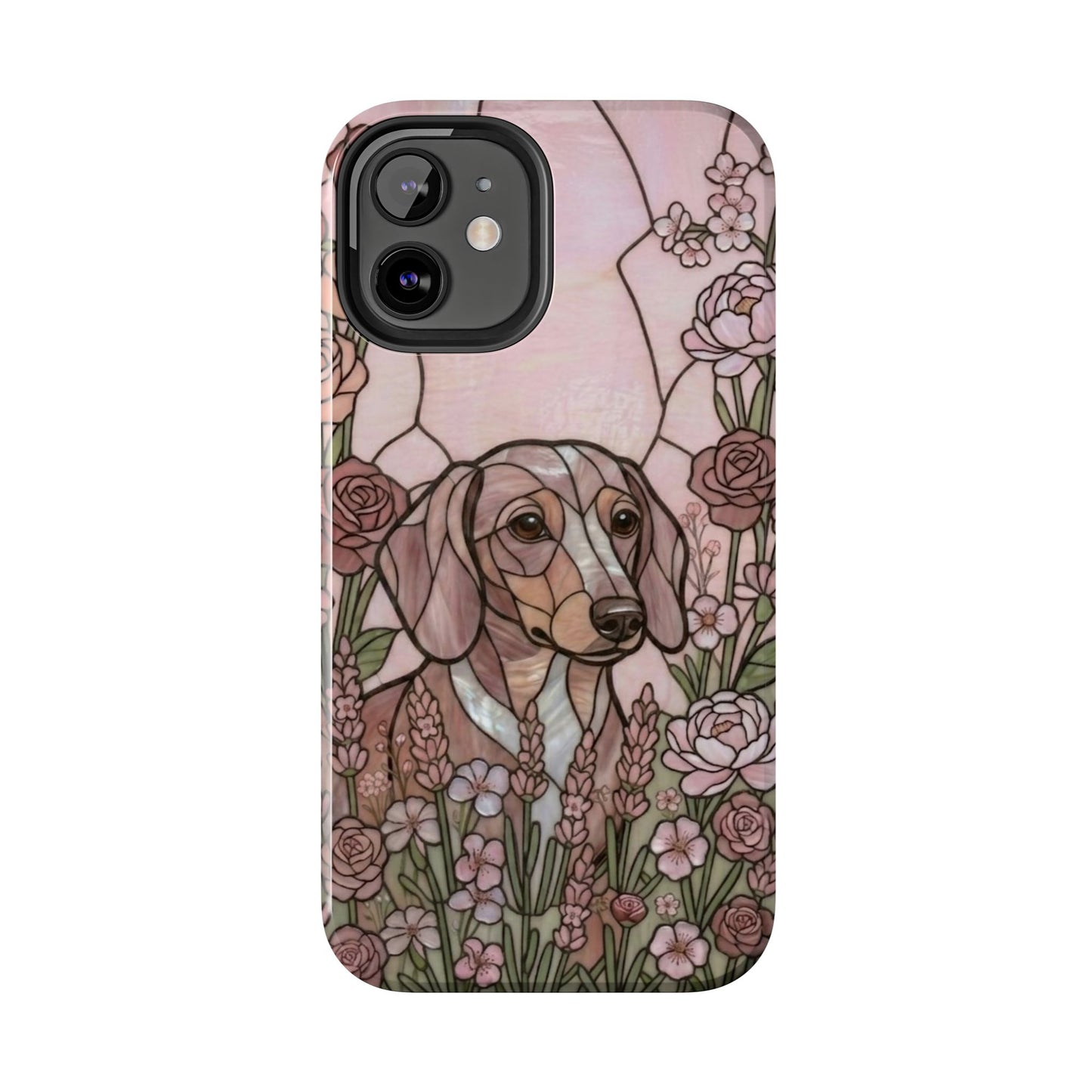 Dachshund Stained Glass Style Tough Case — Rose Garden Theme