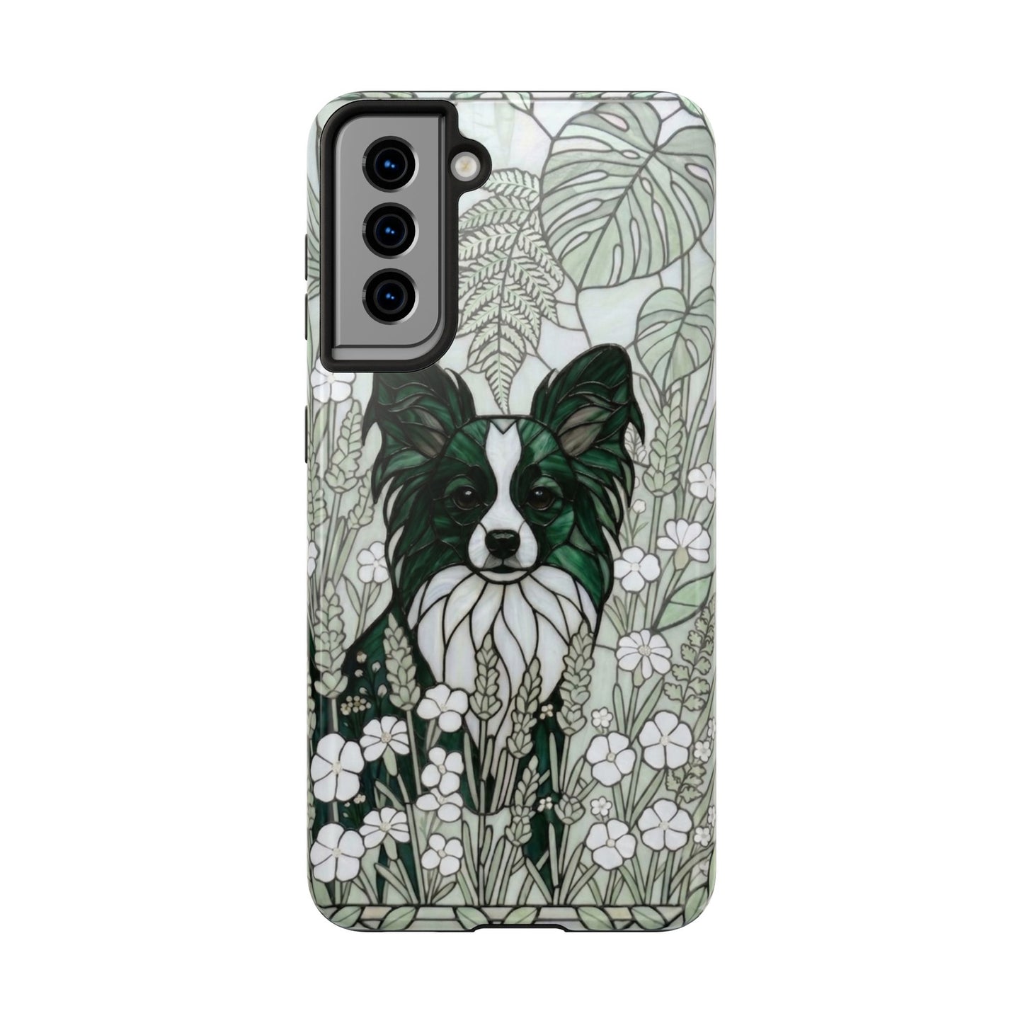 Papillon Stained Glass Style Tough Case — Botanical Green Theme