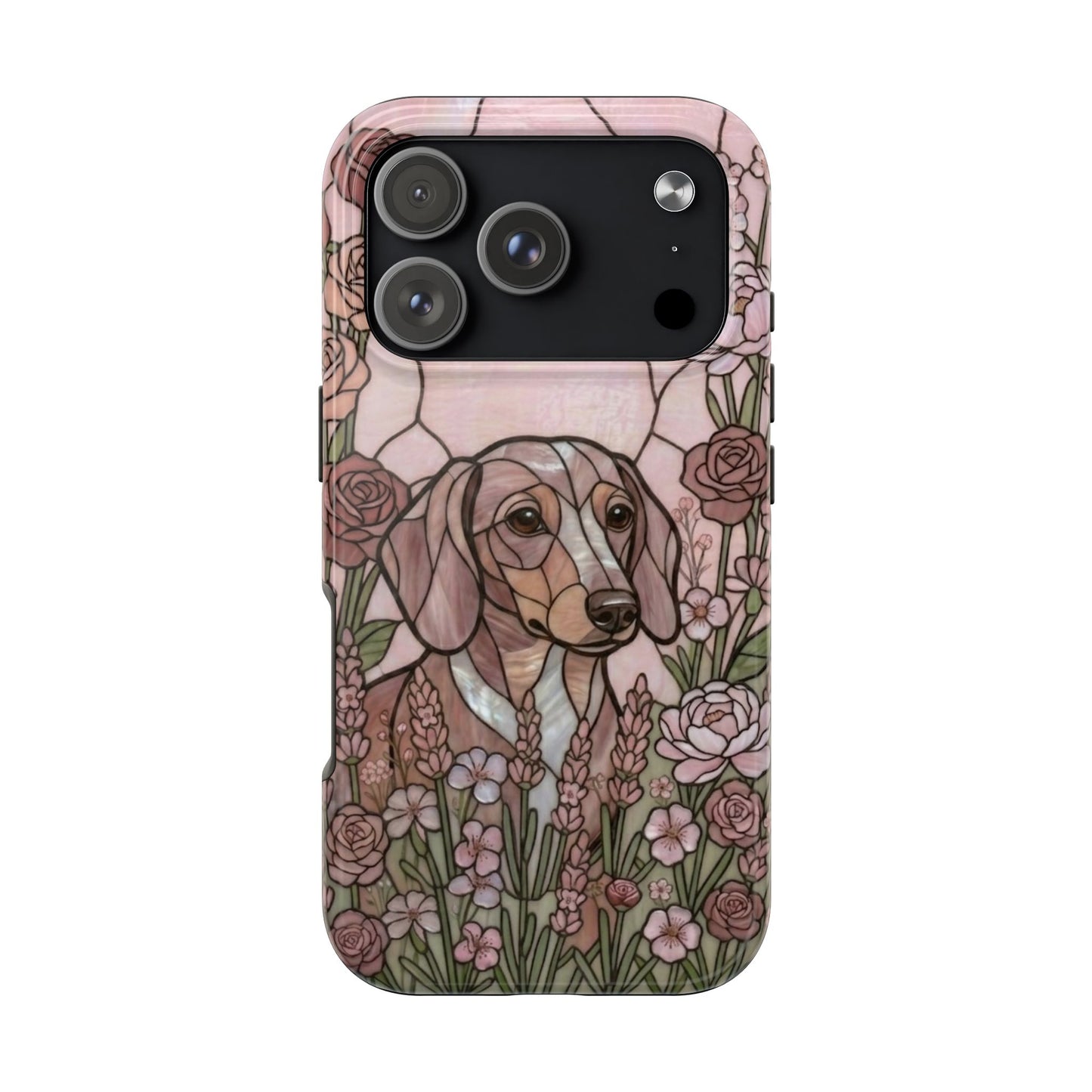 Dachshund Stained Glass Style Tough Case — Rose Garden Theme