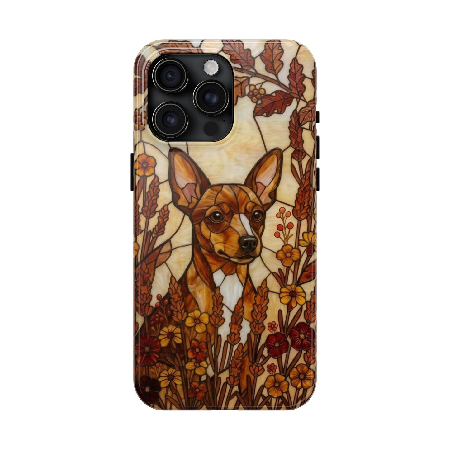 Mini Pinscher Stained Glass Style Tough Case — Autumn Warmth Theme