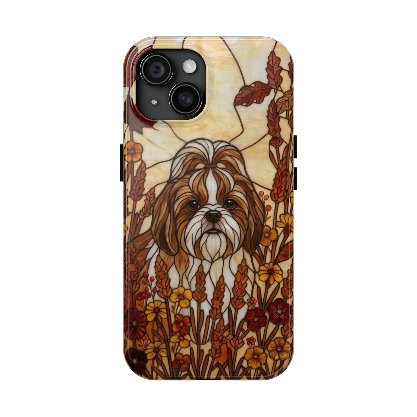 Shih Tzu Stained Glass Style Tough Case — Autumn Warmth Theme