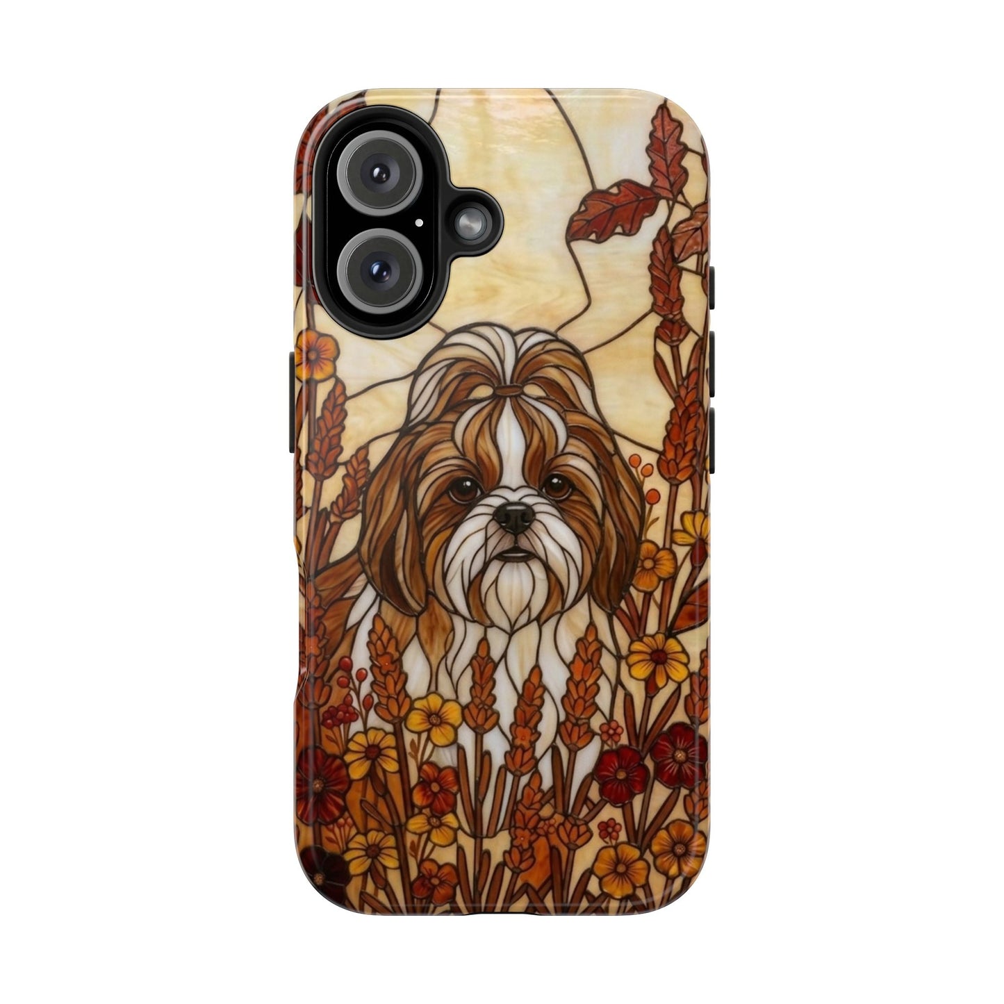 Shih Tzu Stained Glass Style Tough Case — Autumn Warmth Theme