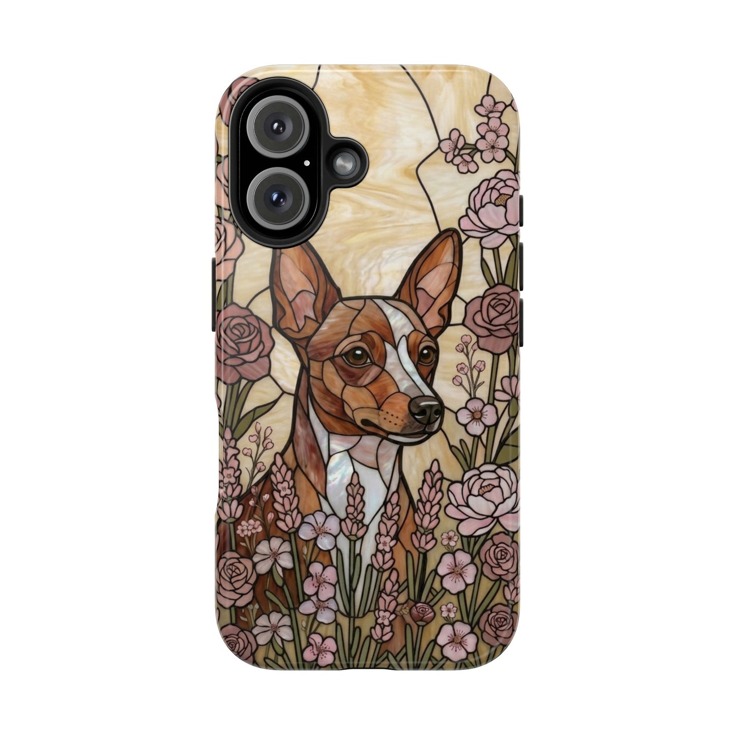 Mini Pinscher Stained Glass Style Tough Case — Rose Garden Theme