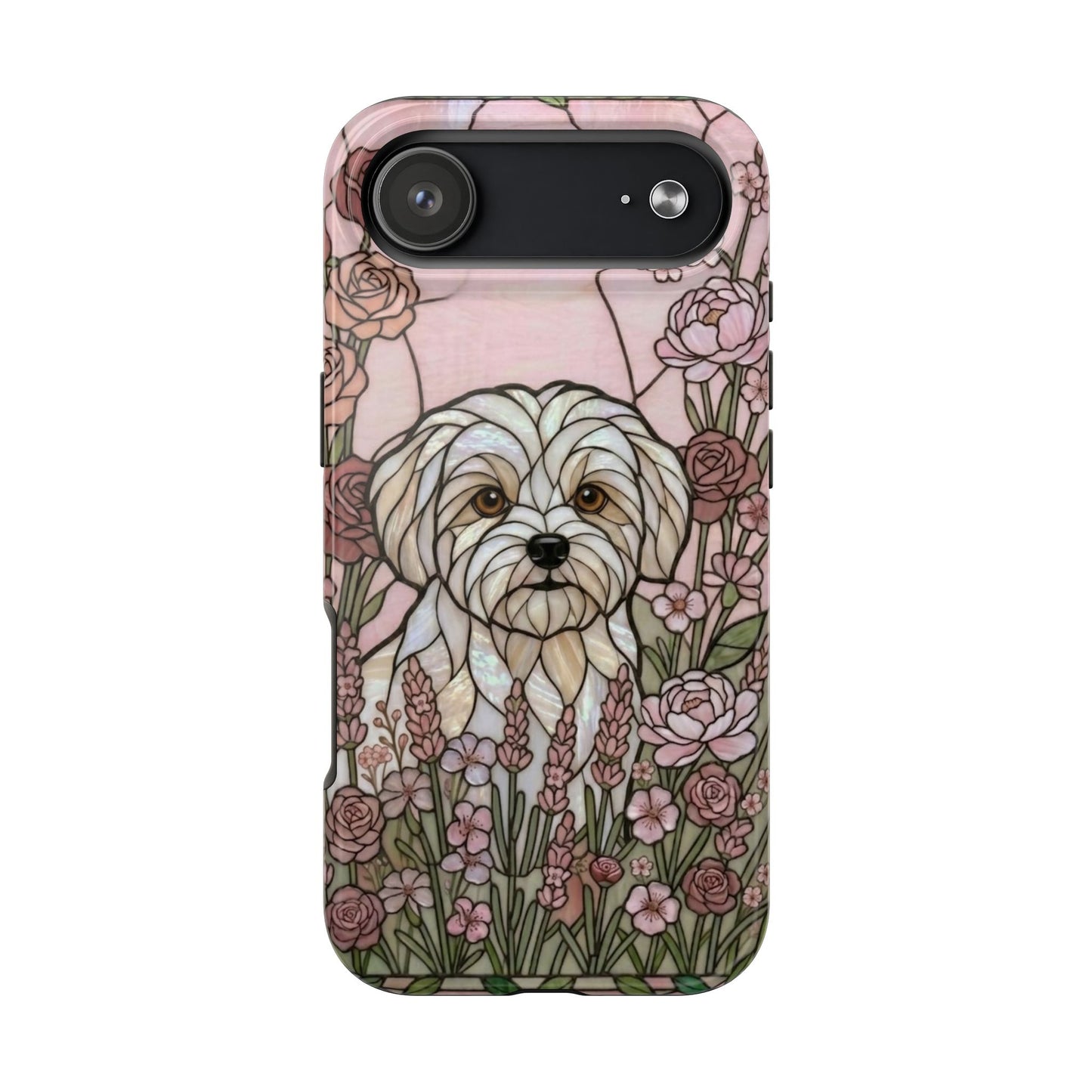 Maltese Stained Glass Style Tough Case — Rose Garden Theme