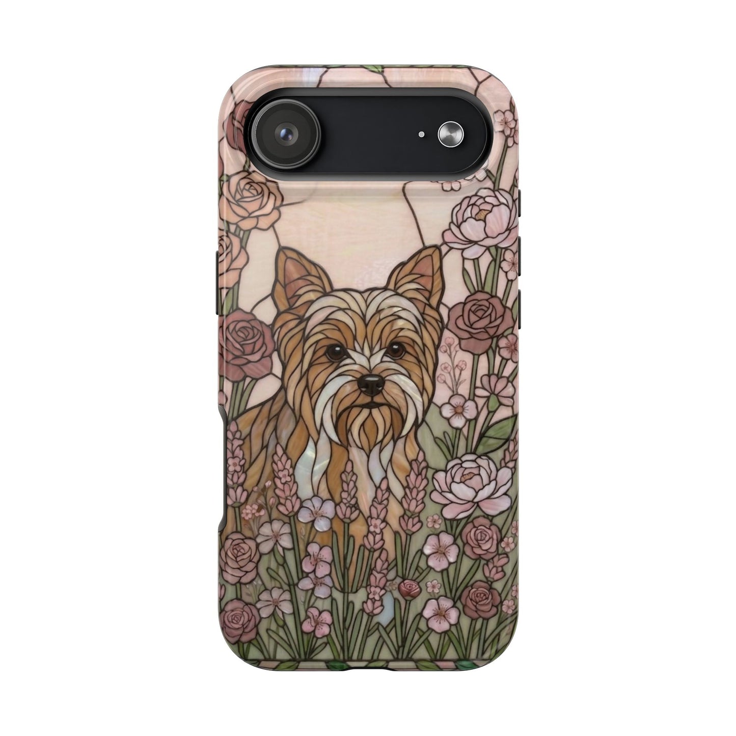 Yorkie Stained Glass Style Tough Case — Rose Garden Theme