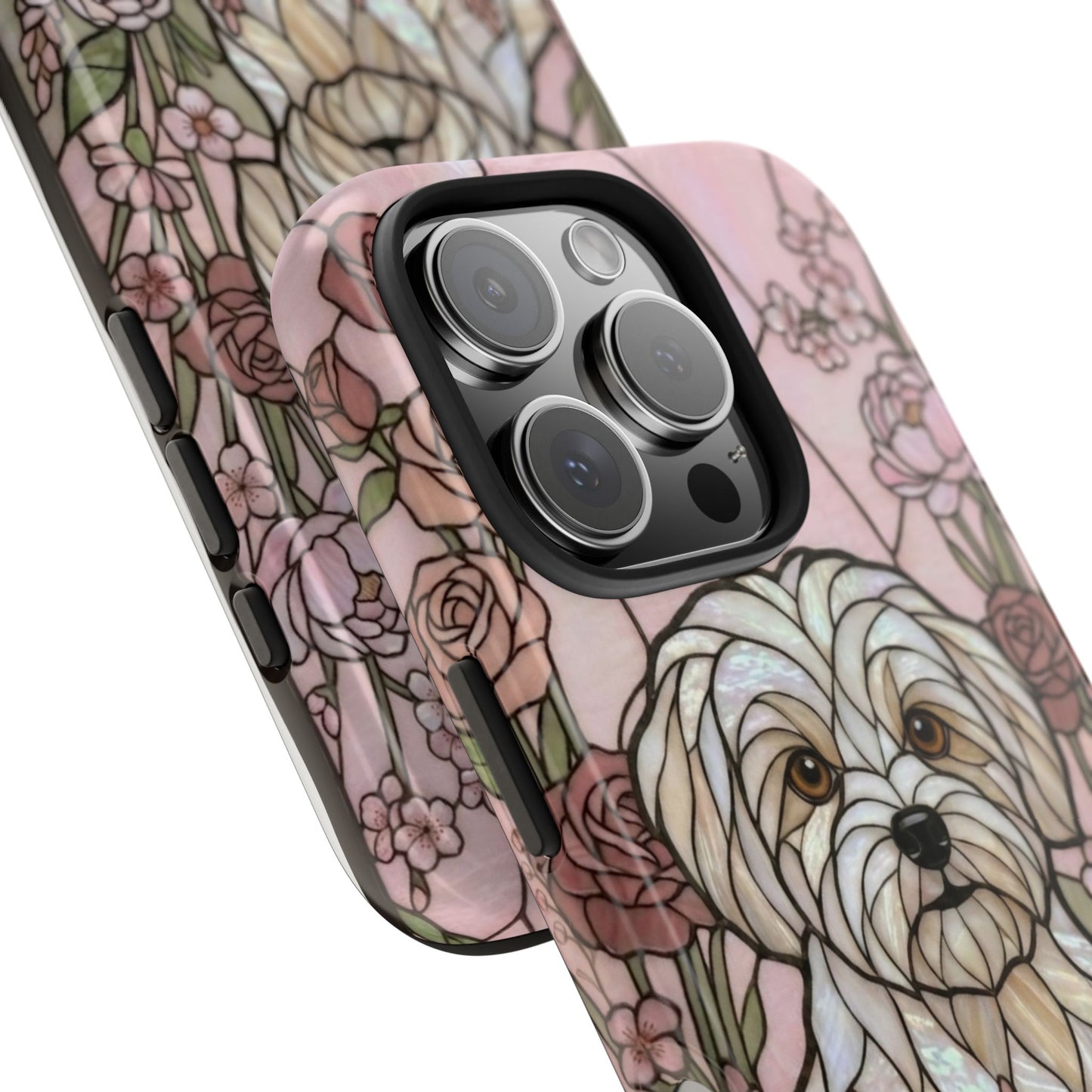 Maltese Stained Glass Style Tough Case — Rose Garden Theme