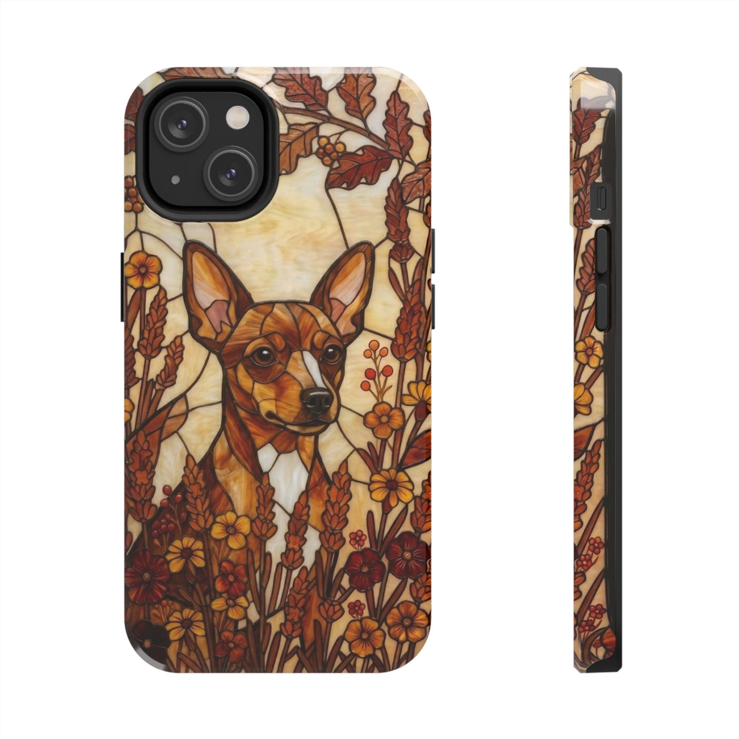 Mini Pinscher Stained Glass Style Tough Case — Autumn Warmth Theme