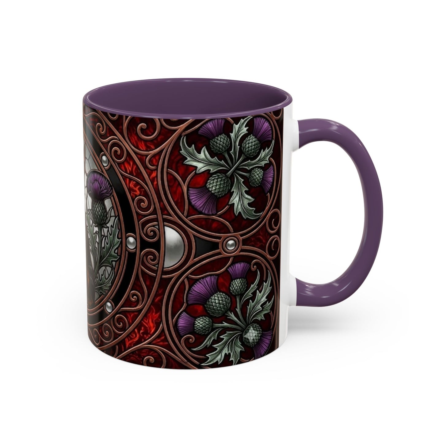 Mini Pinscher Stained Glass Style Thistle Theme Coffee Mug