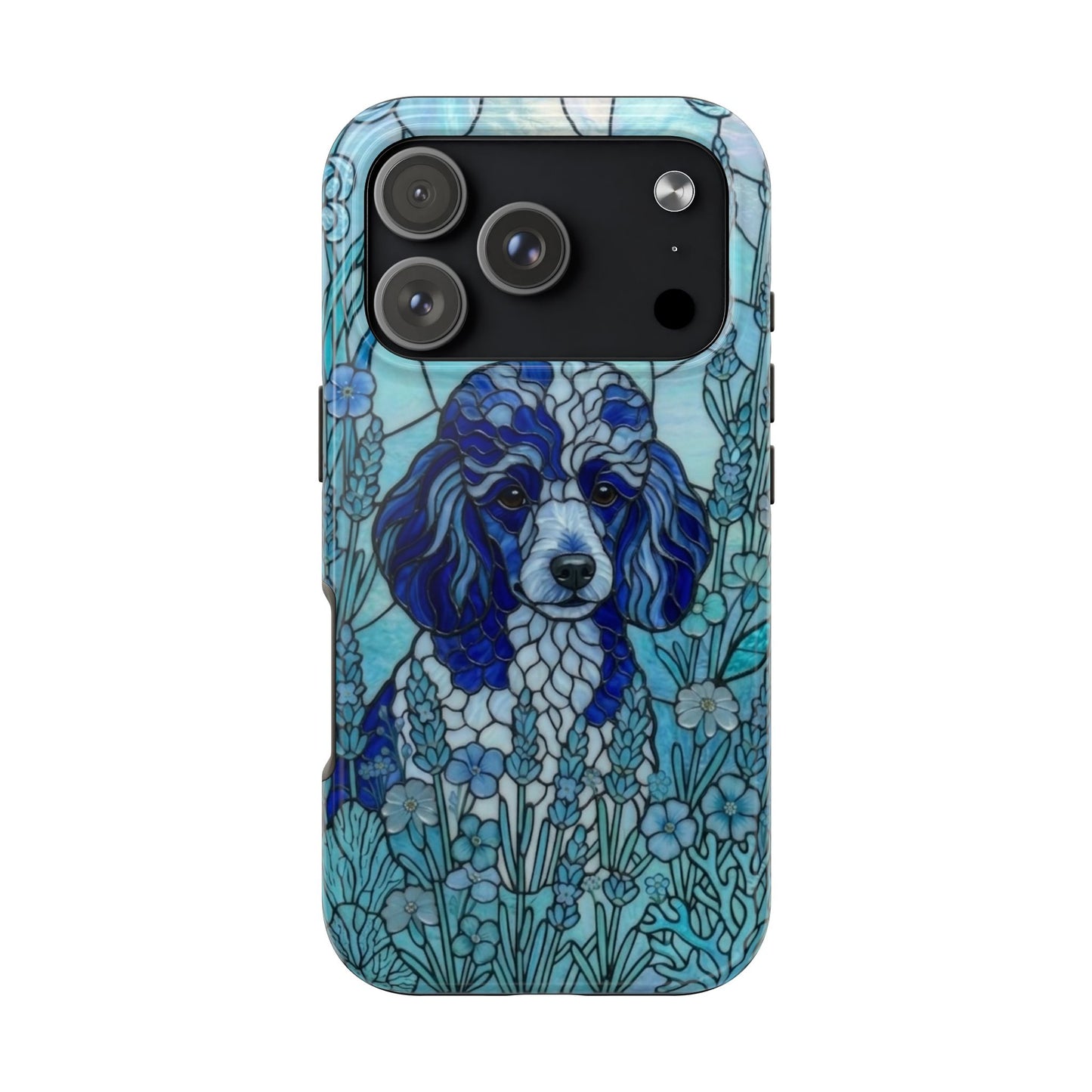 Toy Poodle Stained Glass Style Tough Case — Ocean Blue Theme