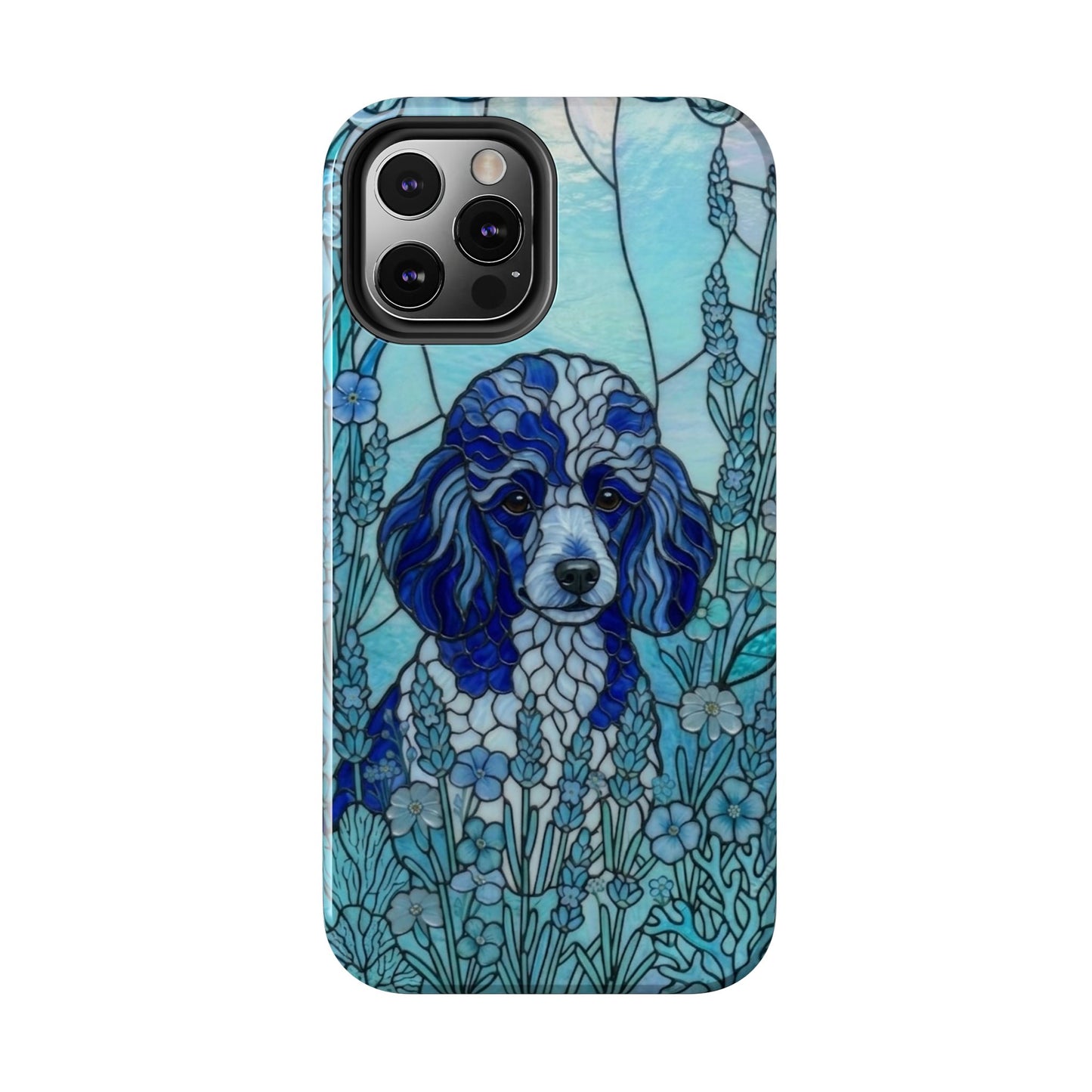 Toy Poodle Stained Glass Style Tough Case — Ocean Blue Theme