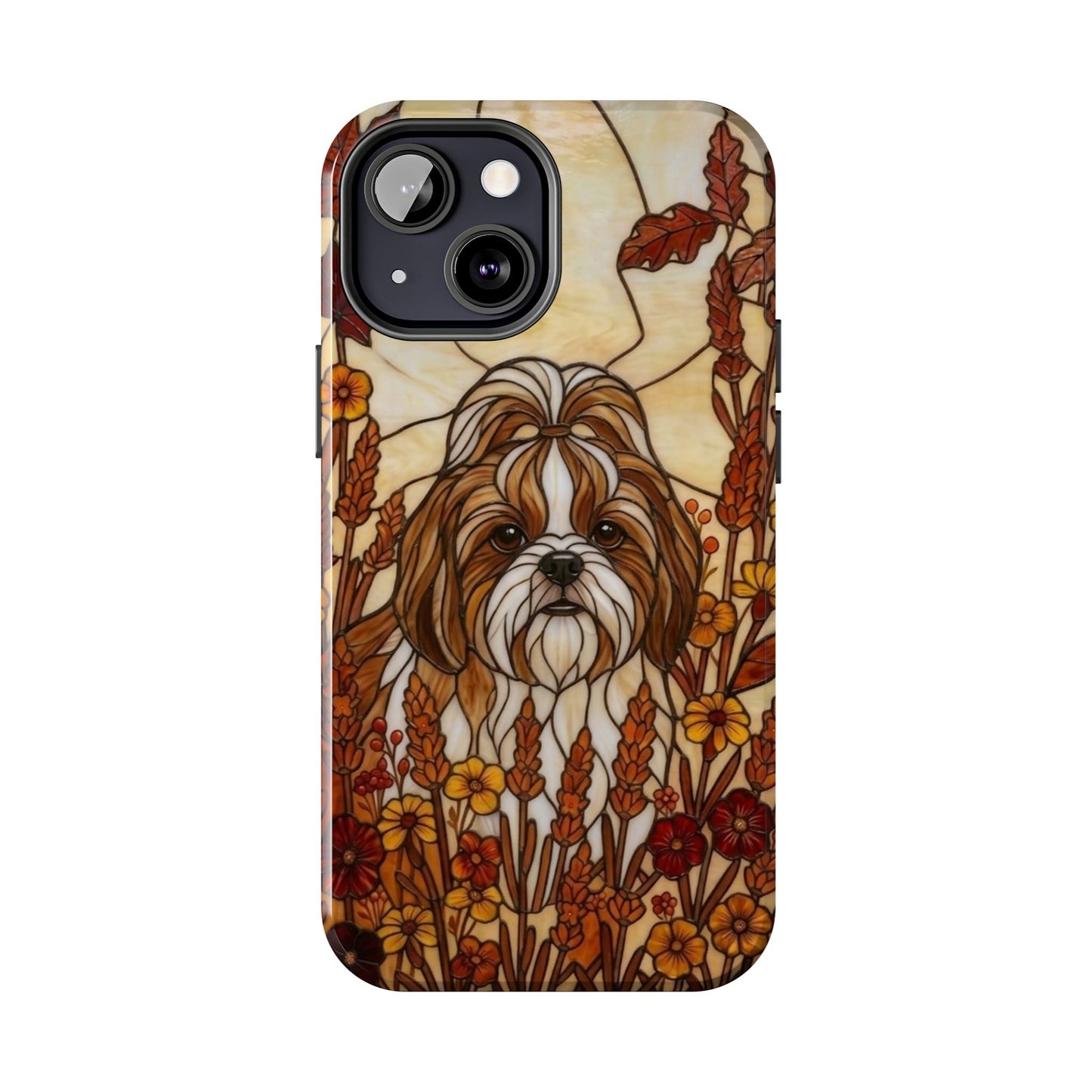 Shih Tzu Stained Glass Style Tough Case — Autumn Warmth Theme