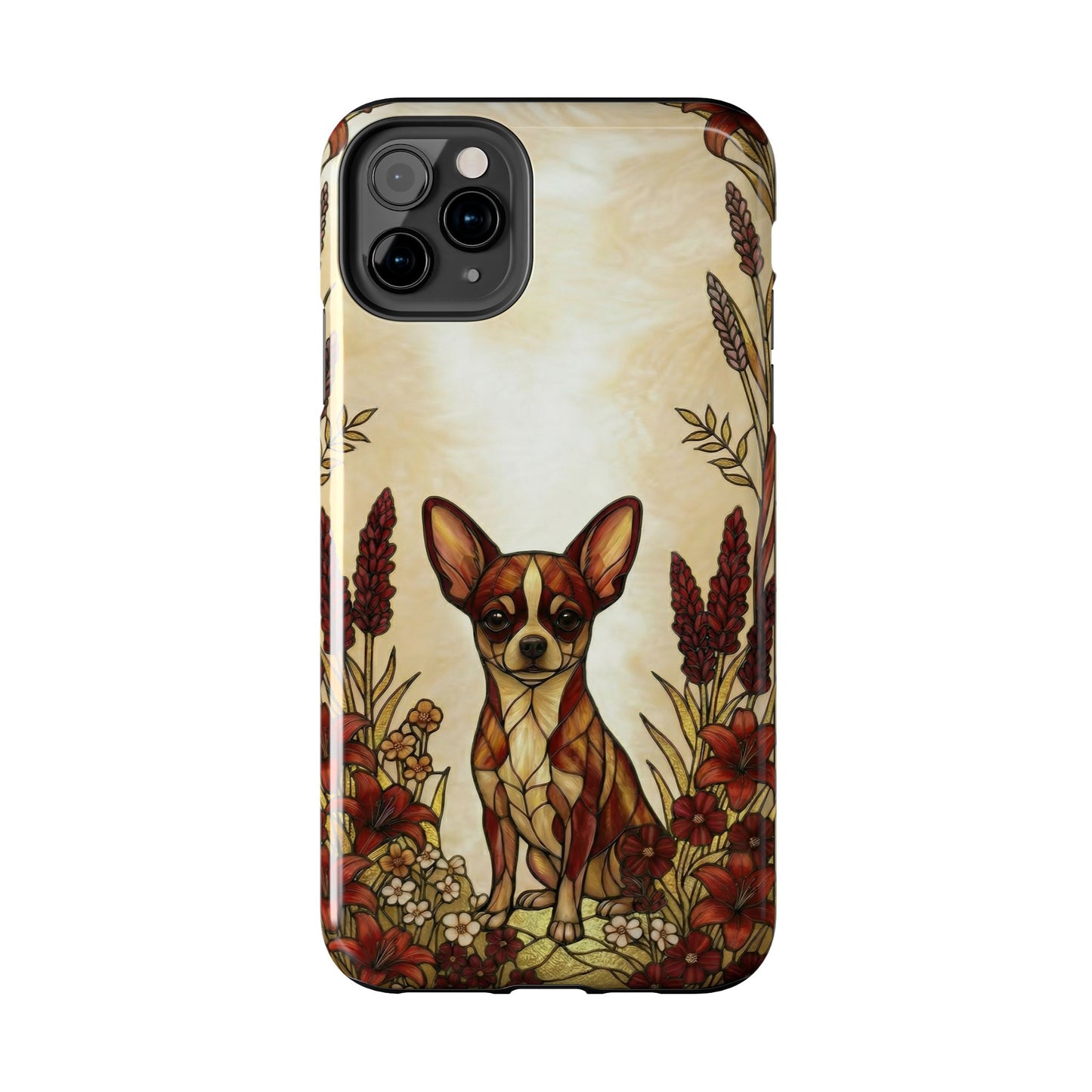 Chihuahua Stained Glass Style Tough Case — Fire & Gold Theme