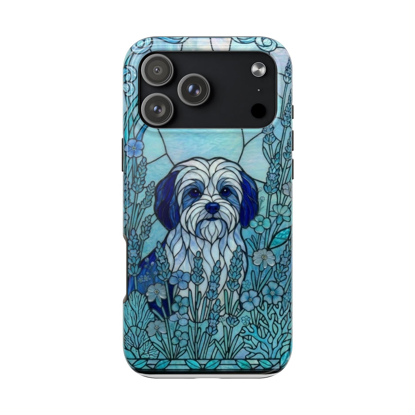 Maltese Stained Glass Style Tough Case — Ocean Blue Theme