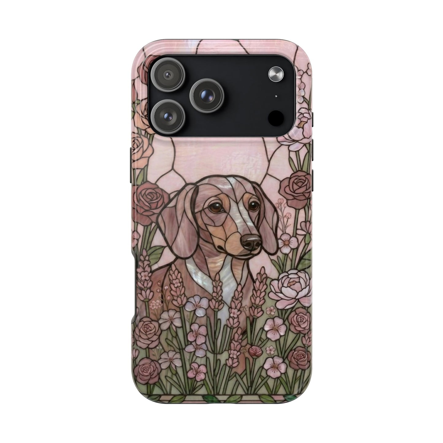 Dachshund Stained Glass Style Tough Case — Rose Garden Theme