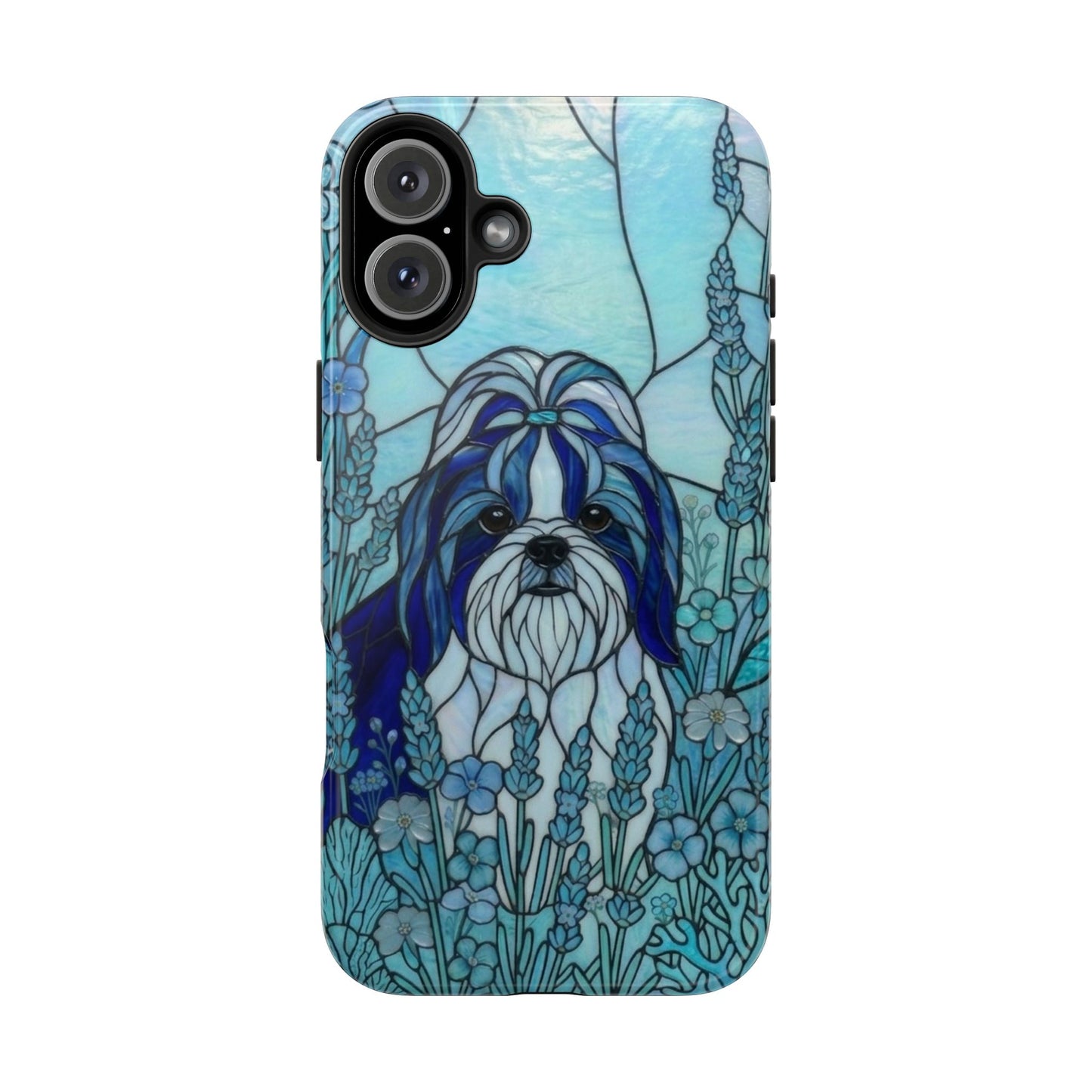 Shih Tzu Stained Glass Style Tough Case — Ocean Blue Theme