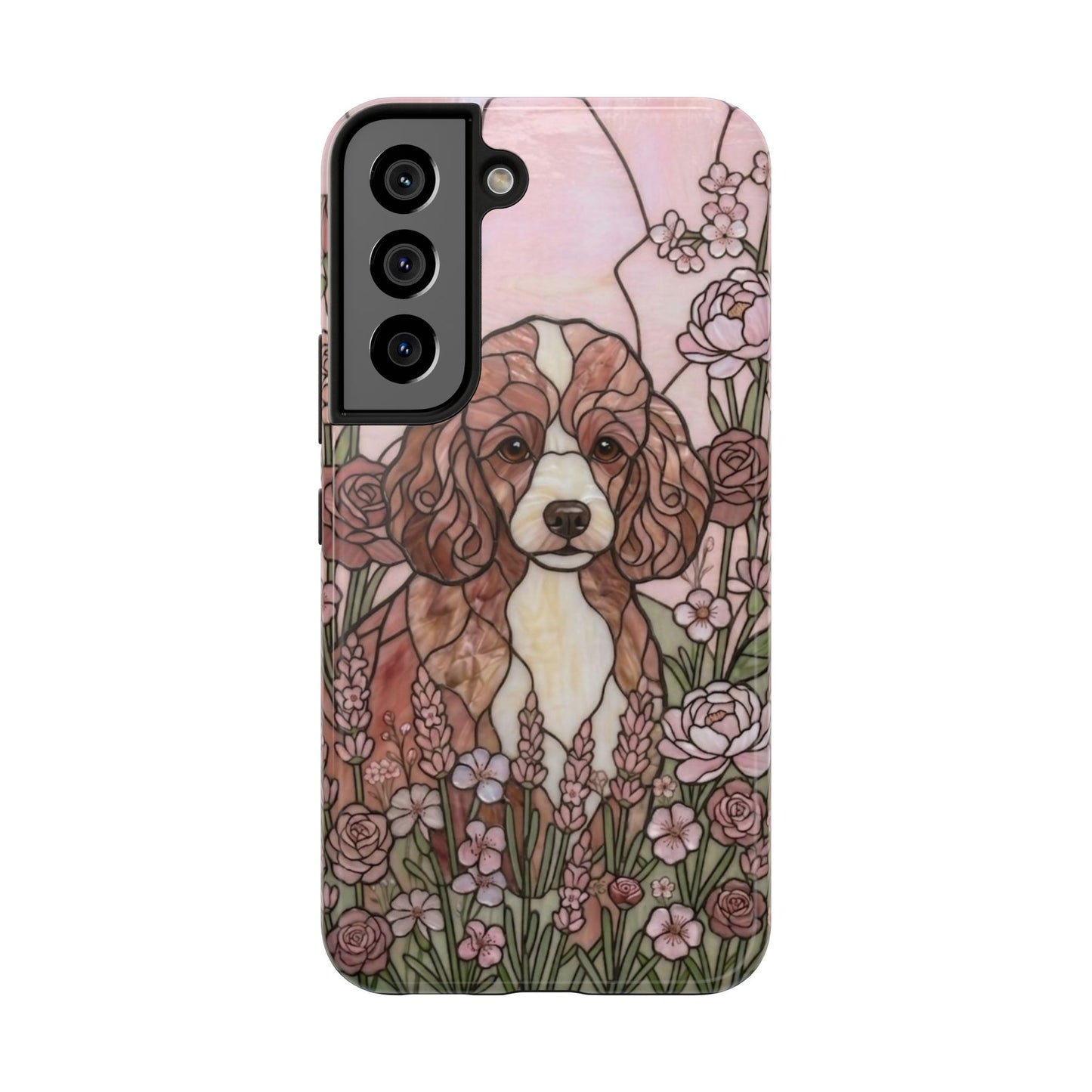 Toy Poodle Stained Glass Style Tough Case — Rose Garden Theme