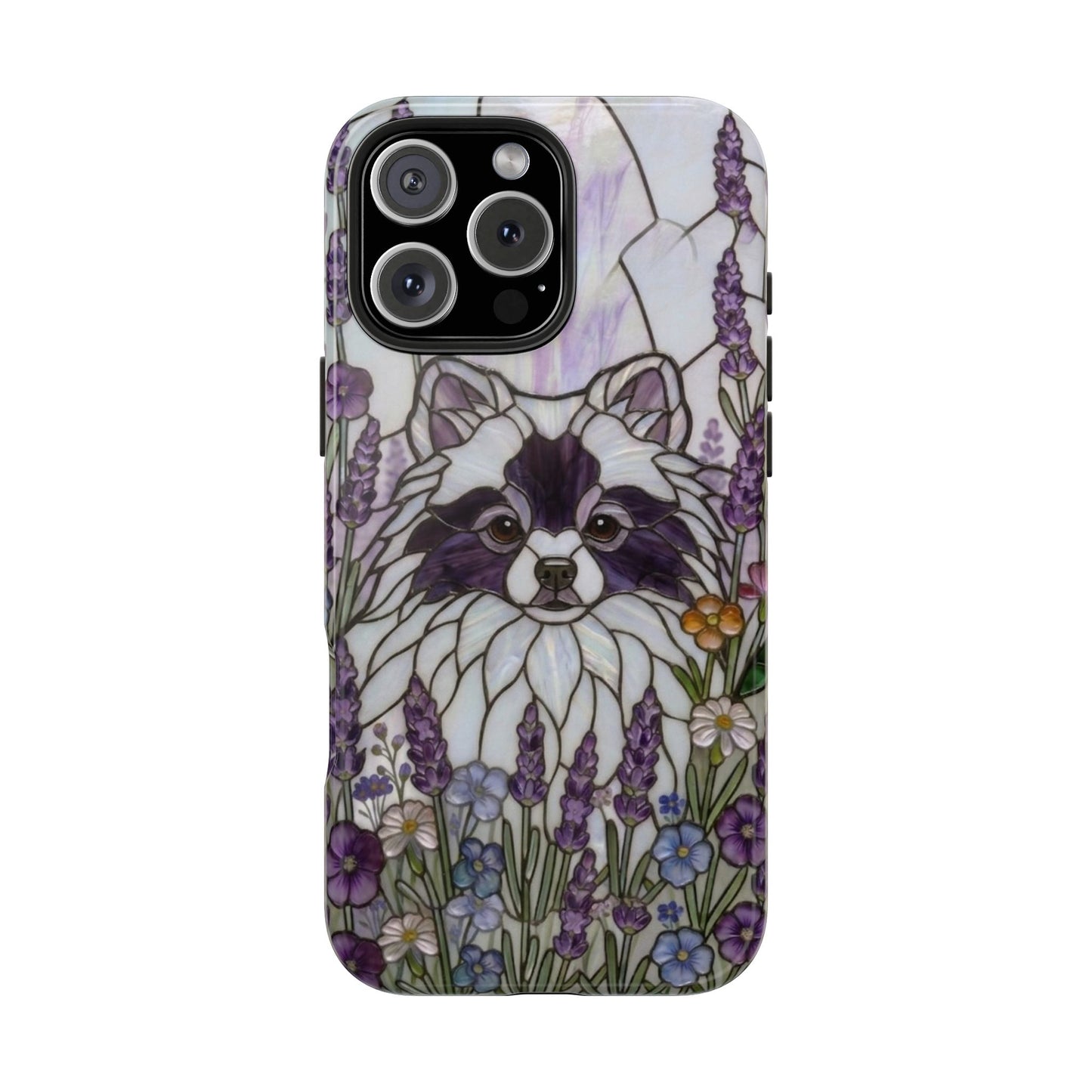 Pomeranian Stained Glass Style Tough Case — Lavender Floral Theme