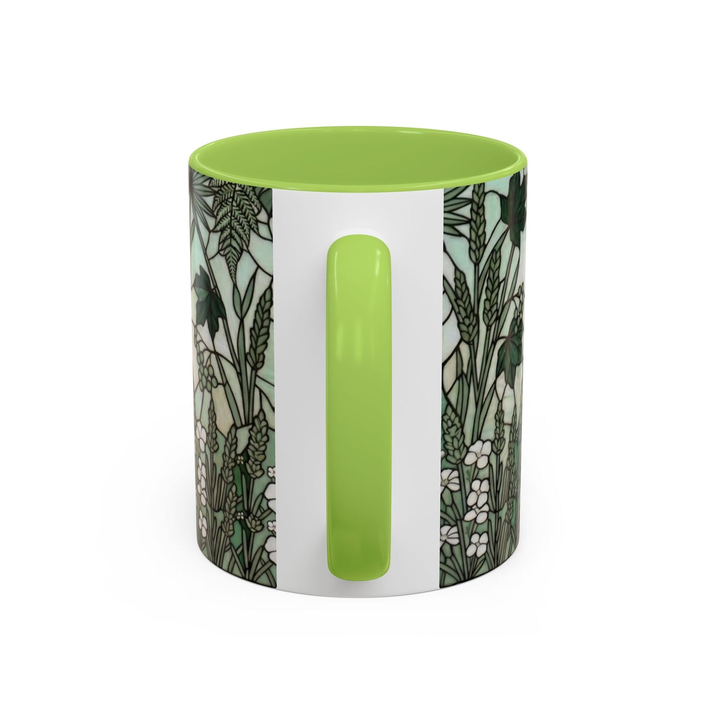 Stained Glass French Bulldog Coffee Mug — Botanical Green Theme