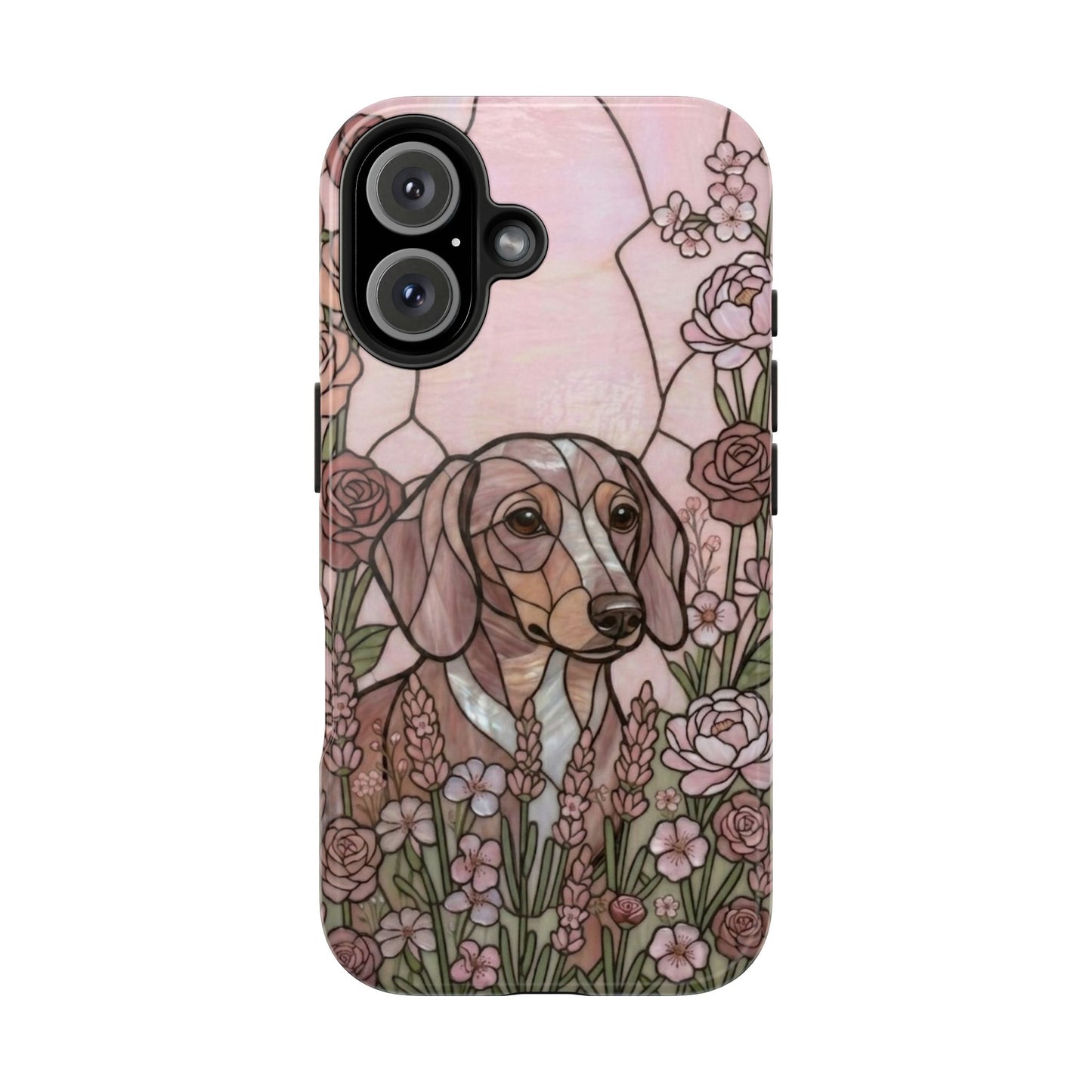 Dachshund Stained Glass Style Tough Case — Rose Garden Theme