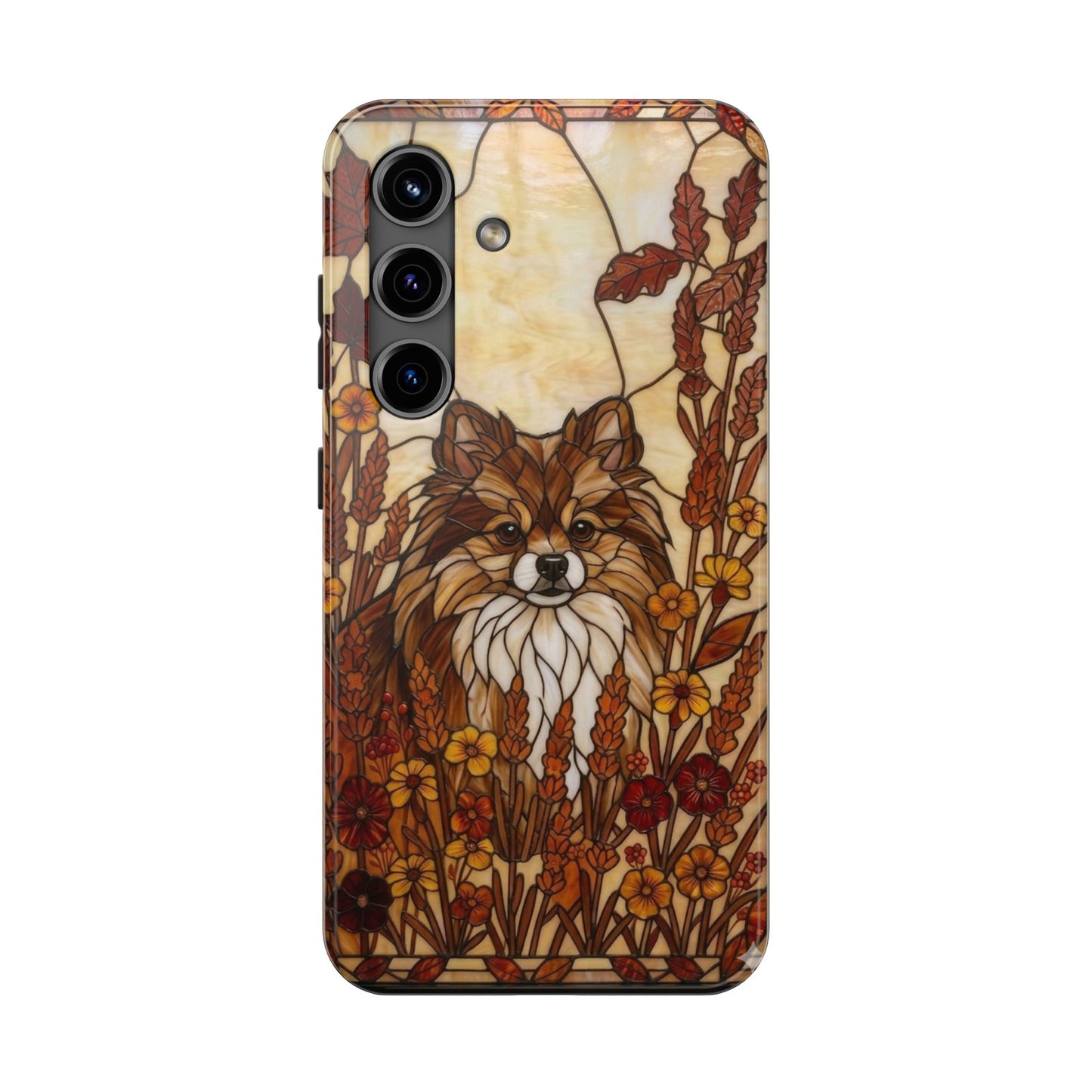 Pomeranian Stained Glass Style Tough Case — Autumn Warmth Theme