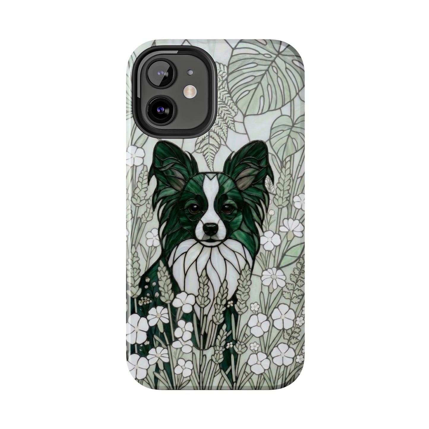 Papillon Stained Glass Style Tough Case — Botanical Green Theme
