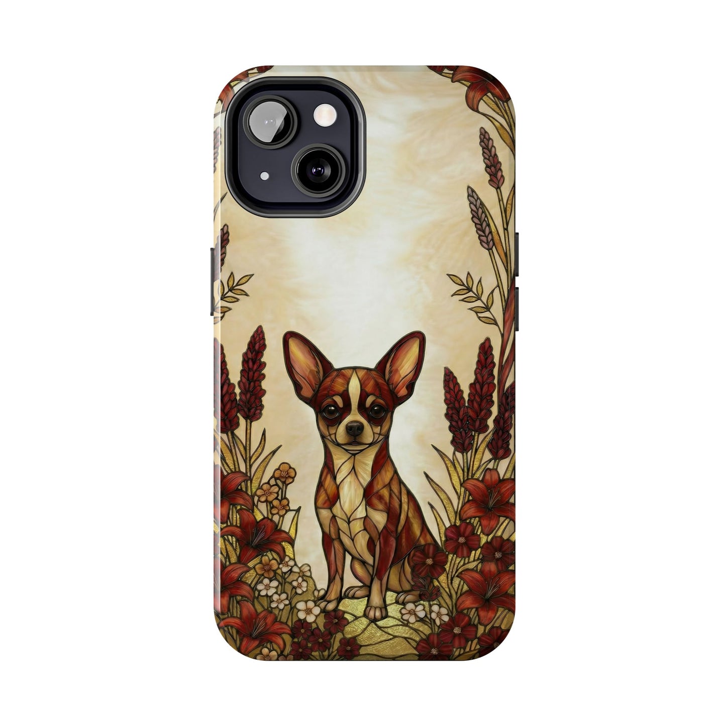Chihuahua Stained Glass Style Tough Case — Fire & Gold Theme