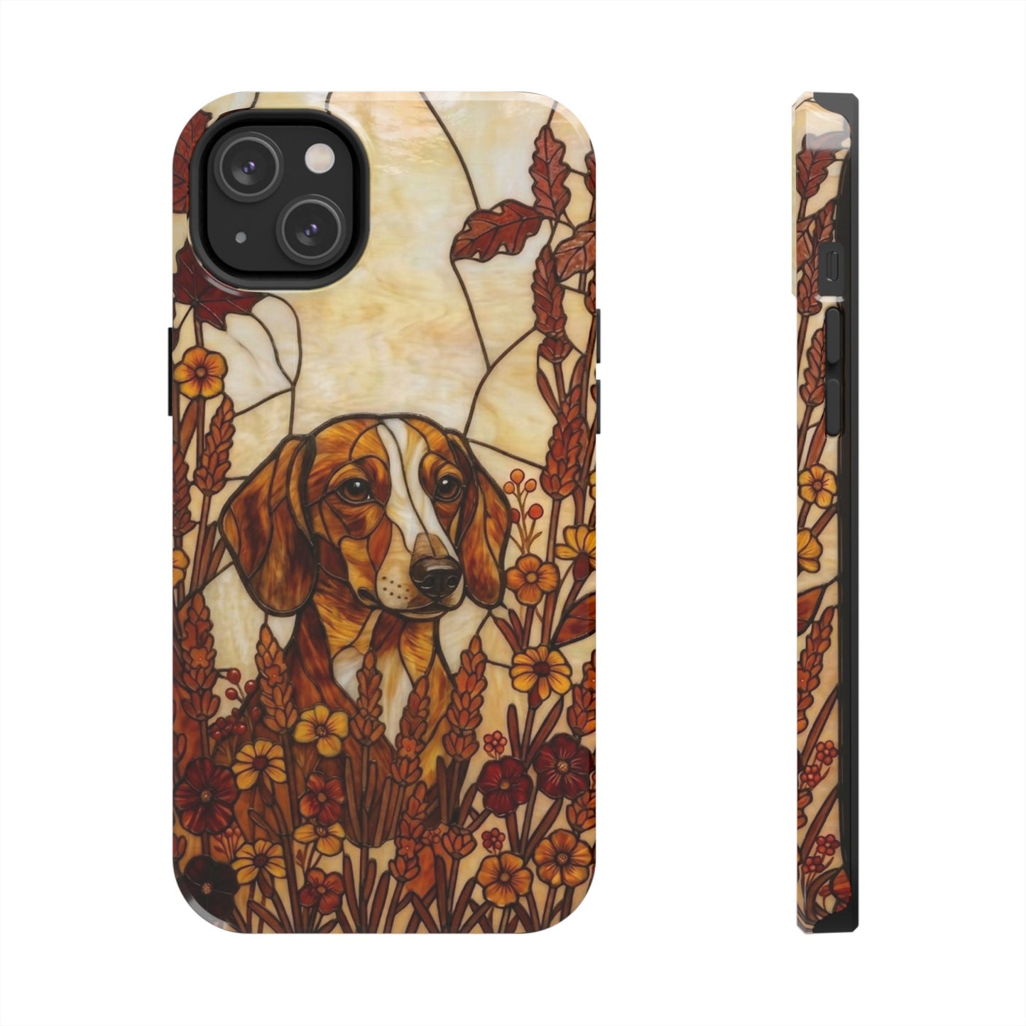 Dachshund Stained Glass Style Tough Case — Autumn Warmth Theme