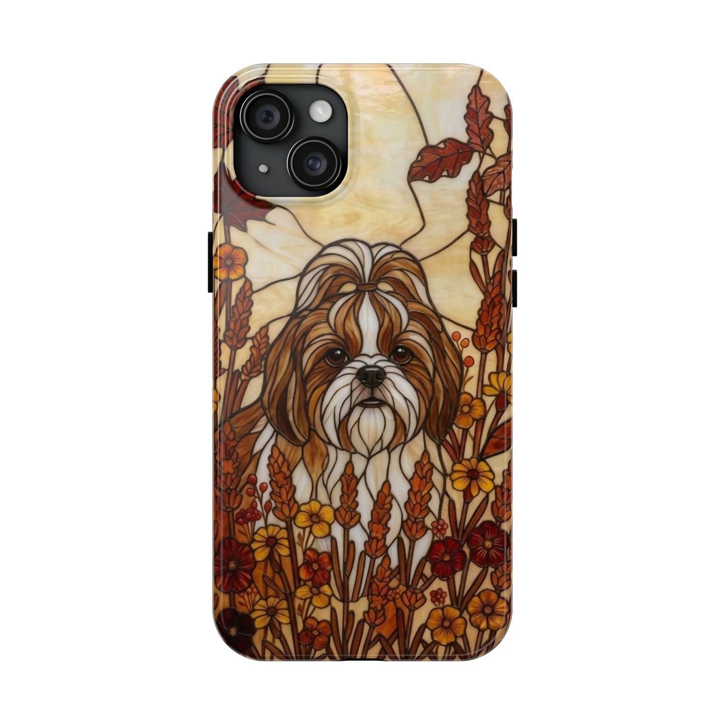Shih Tzu Stained Glass Style Tough Case — Autumn Warmth Theme