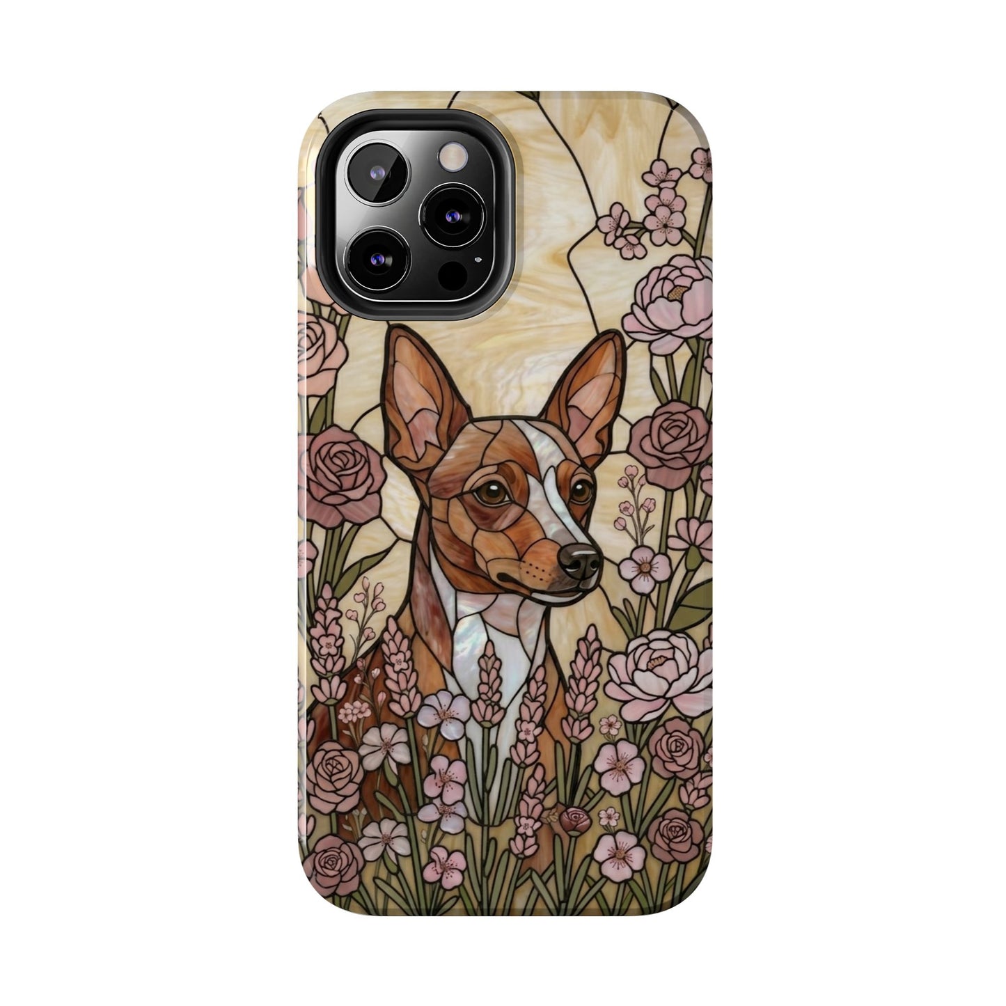 Mini Pinscher Stained Glass Style Tough Case — Rose Garden Theme