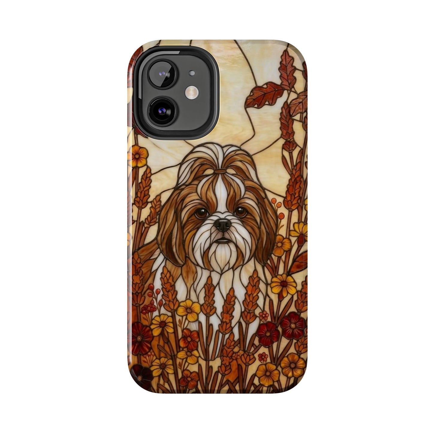 Shih Tzu Stained Glass Style Tough Case — Autumn Warmth Theme