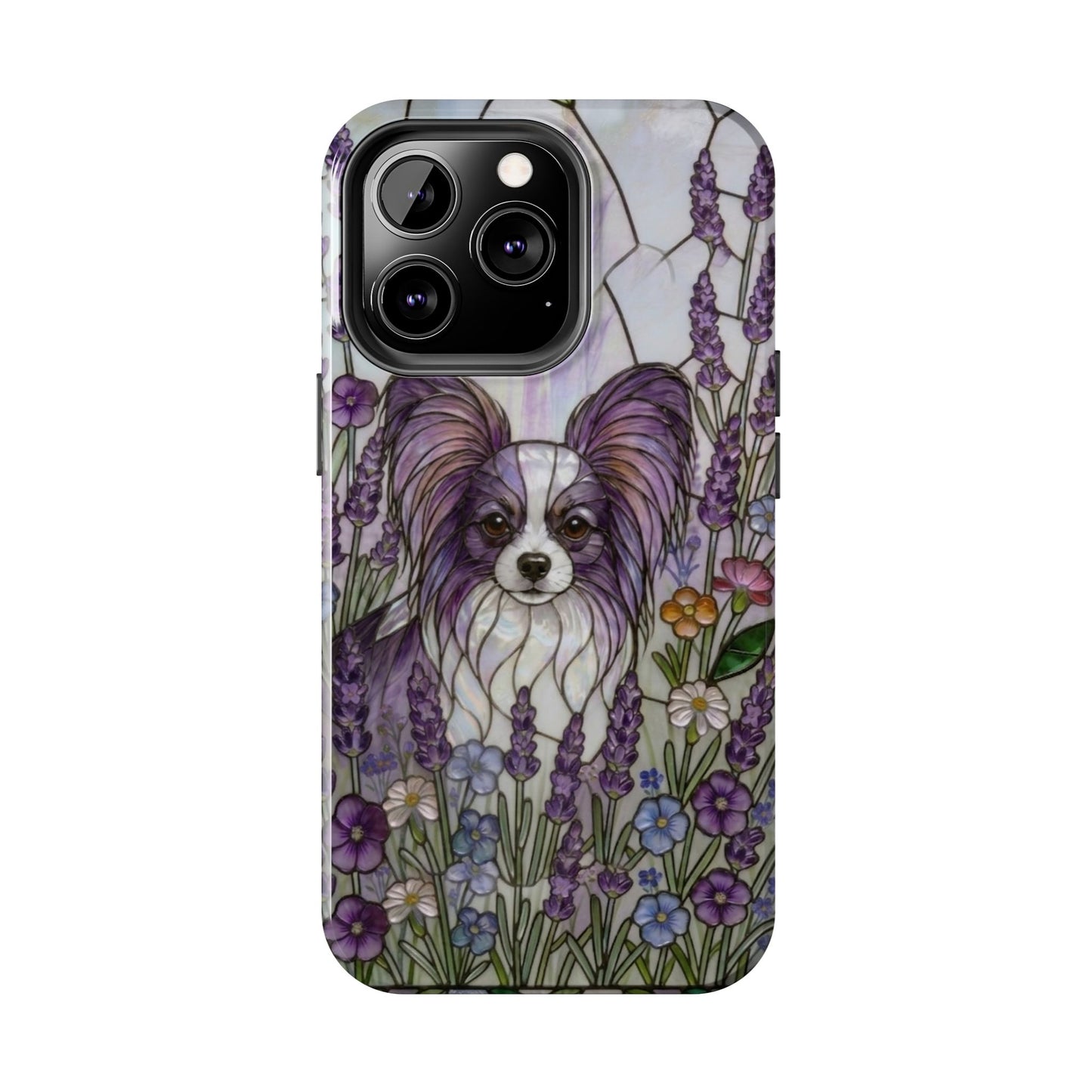 Papillon Stained Glass Style Tough Case — Lavender Floral Theme