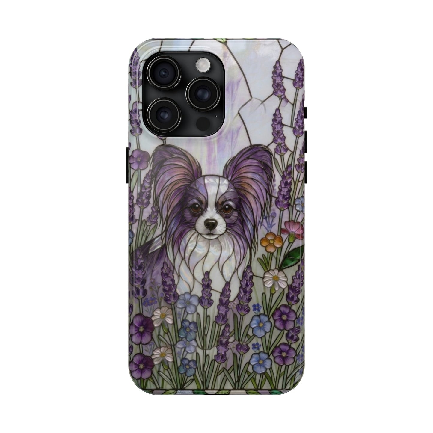 Papillon Stained Glass Style Tough Case — Lavender Floral Theme