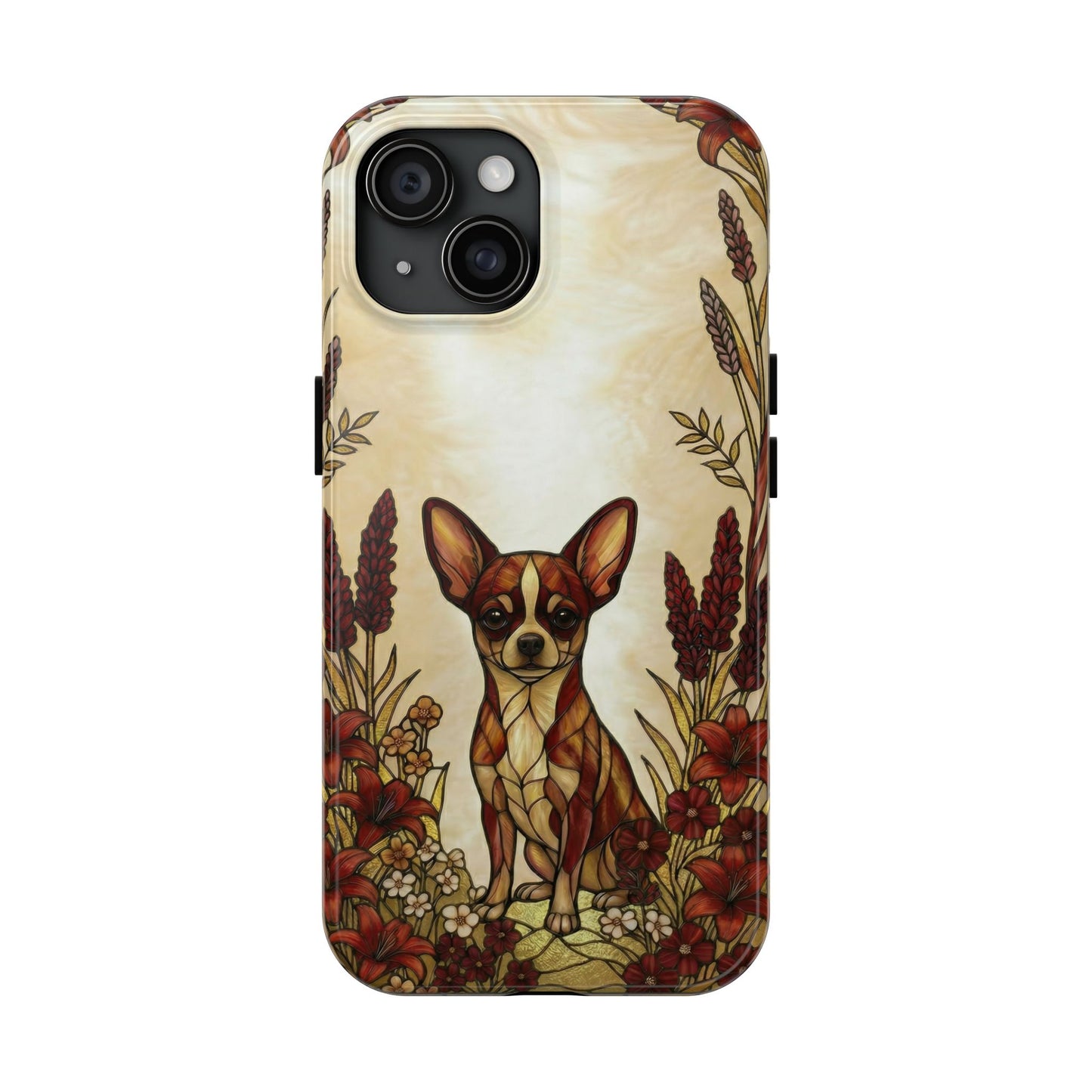Chihuahua Stained Glass Style Tough Case — Fire & Gold Theme