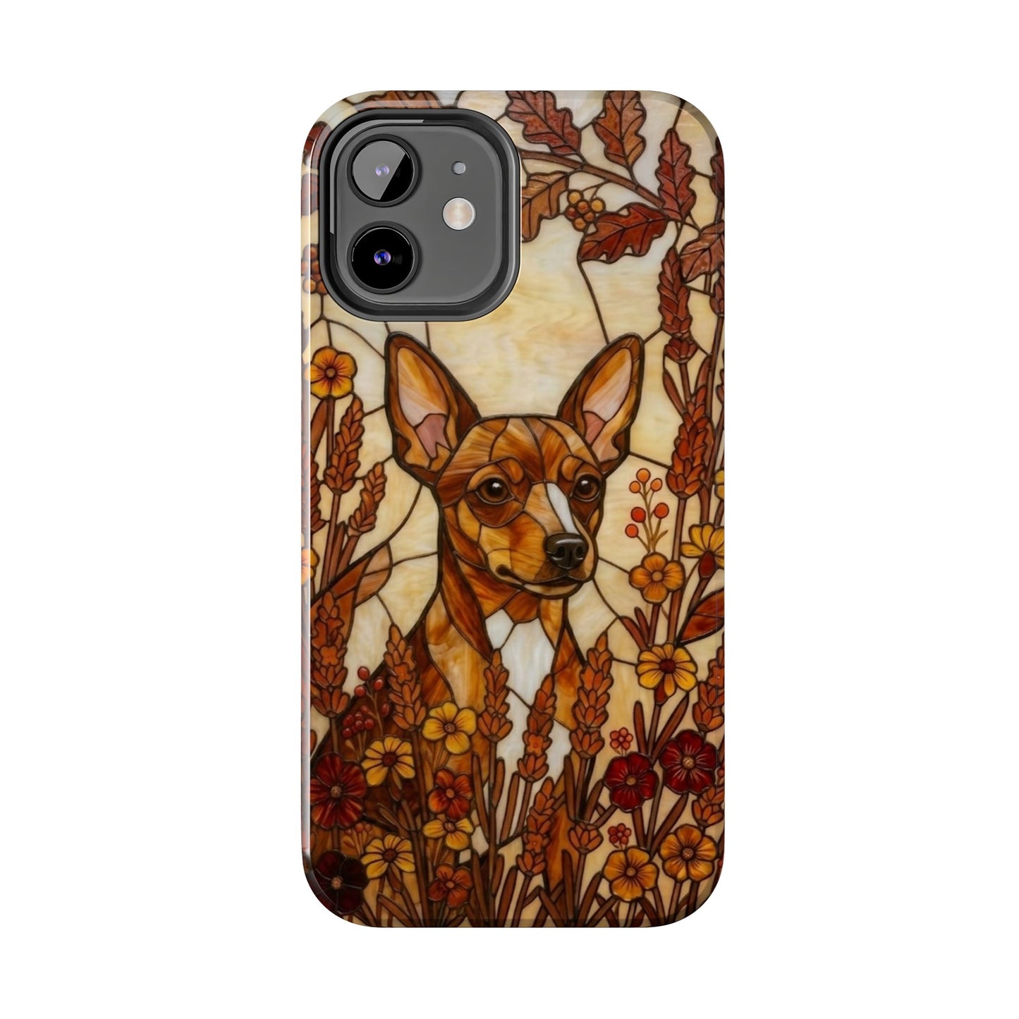 Mini Pinscher Stained Glass Style Tough Case — Autumn Warmth Theme