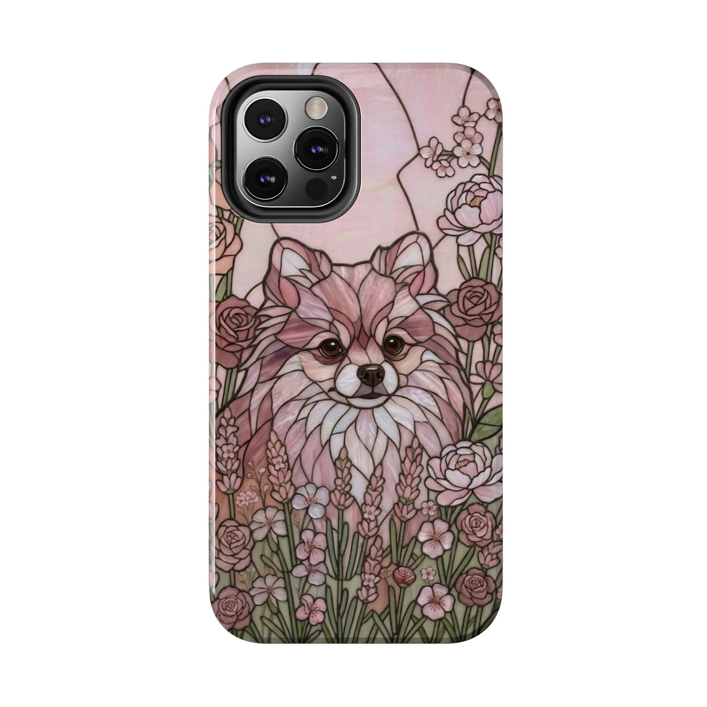 Pomeranian Stained Glass Style Tough Case — Rose Garden Theme