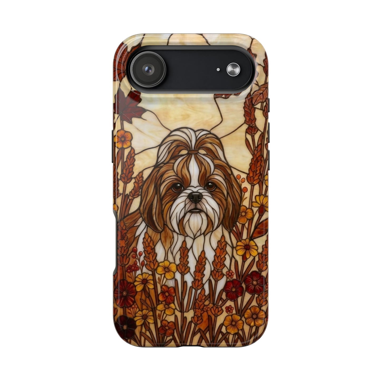 Shih Tzu Stained Glass Style Tough Case — Autumn Warmth Theme