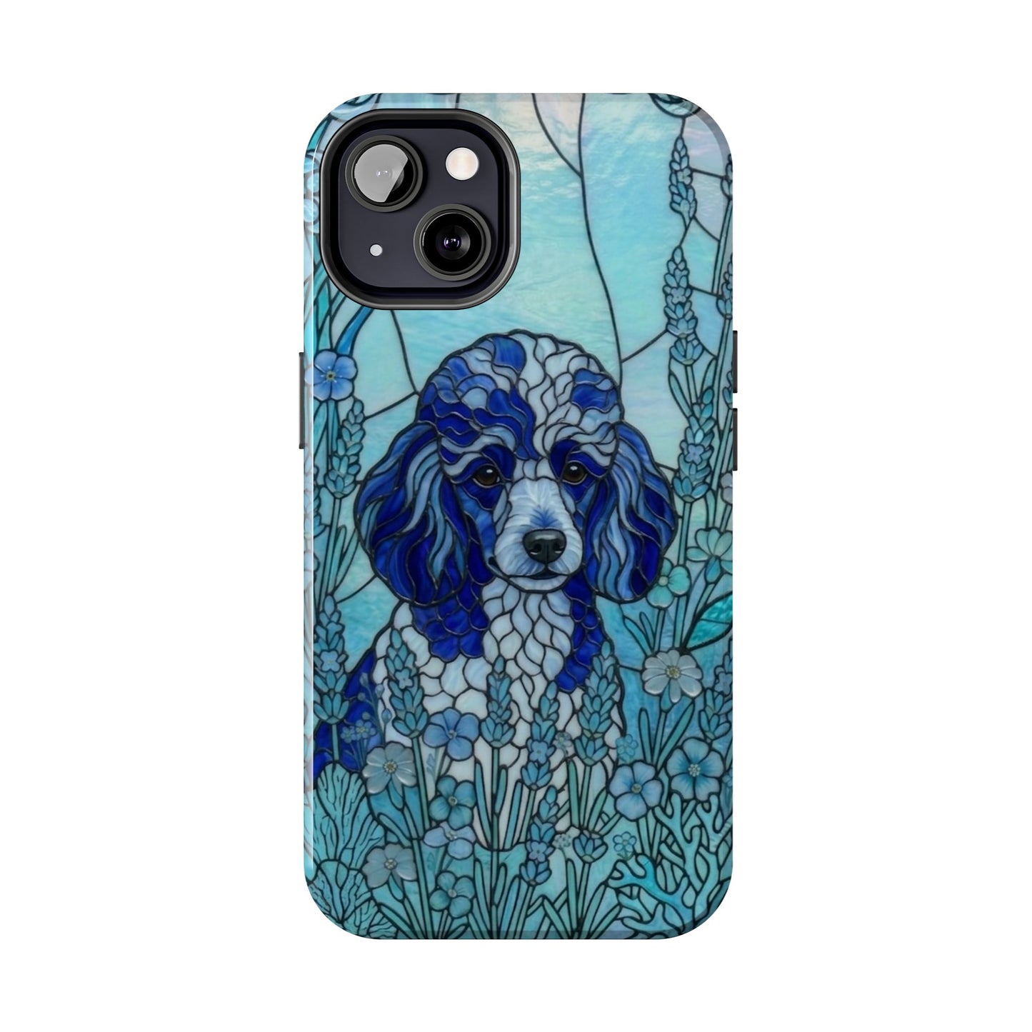Toy Poodle Stained Glass Style Tough Case — Ocean Blue Theme