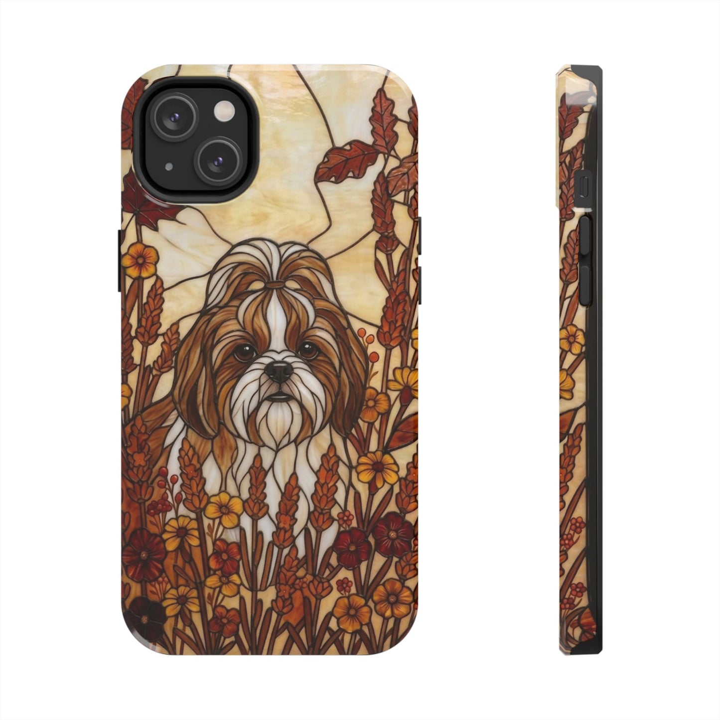 Shih Tzu Stained Glass Style Tough Case — Autumn Warmth Theme