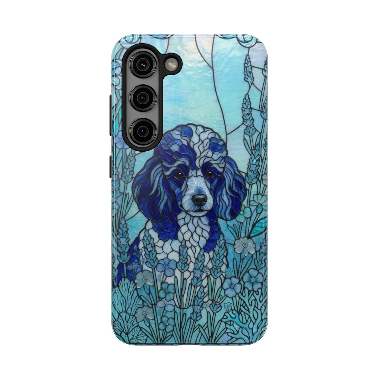 Toy Poodle Stained Glass Style Tough Case — Ocean Blue Theme