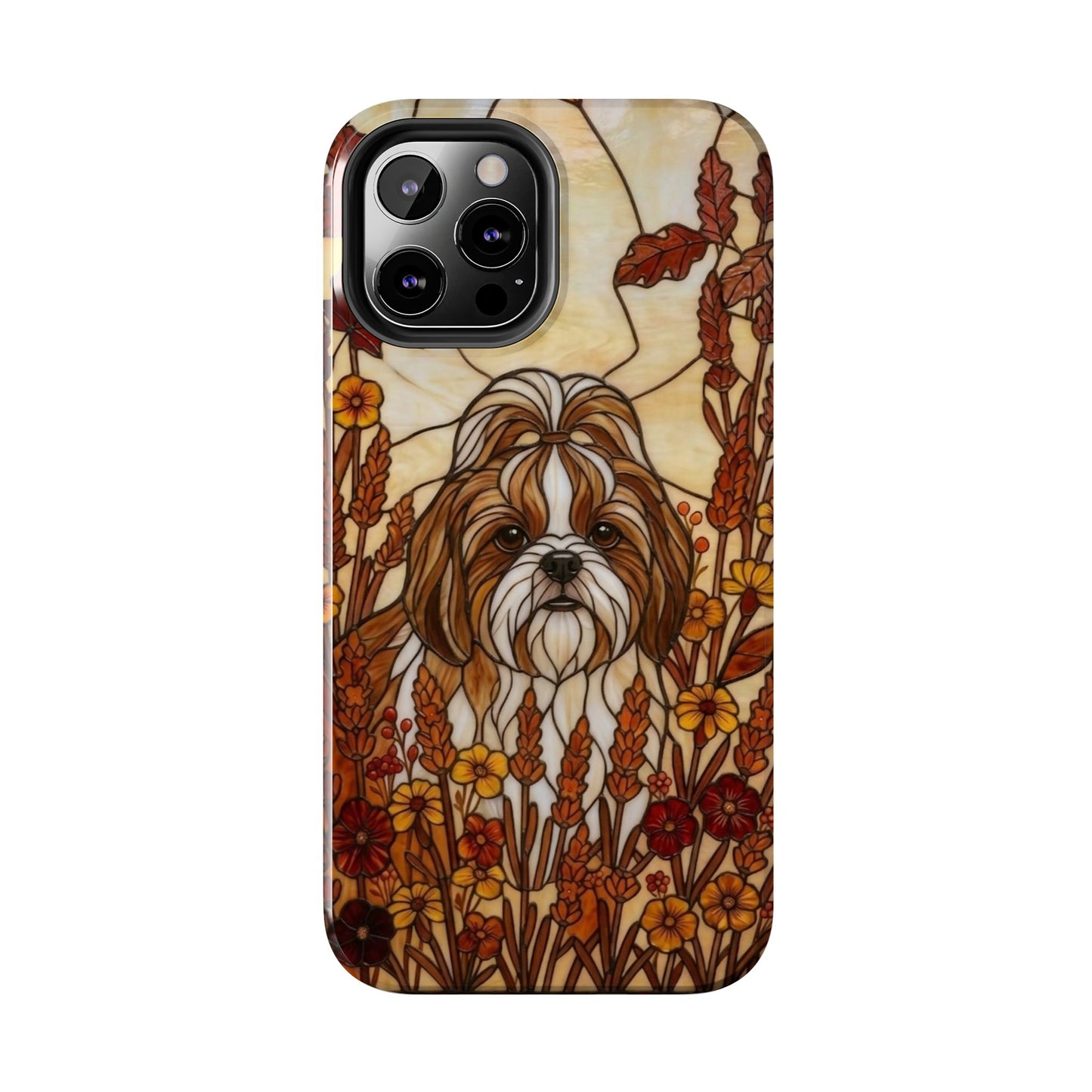 Shih Tzu Stained Glass Style Tough Case — Autumn Warmth Theme