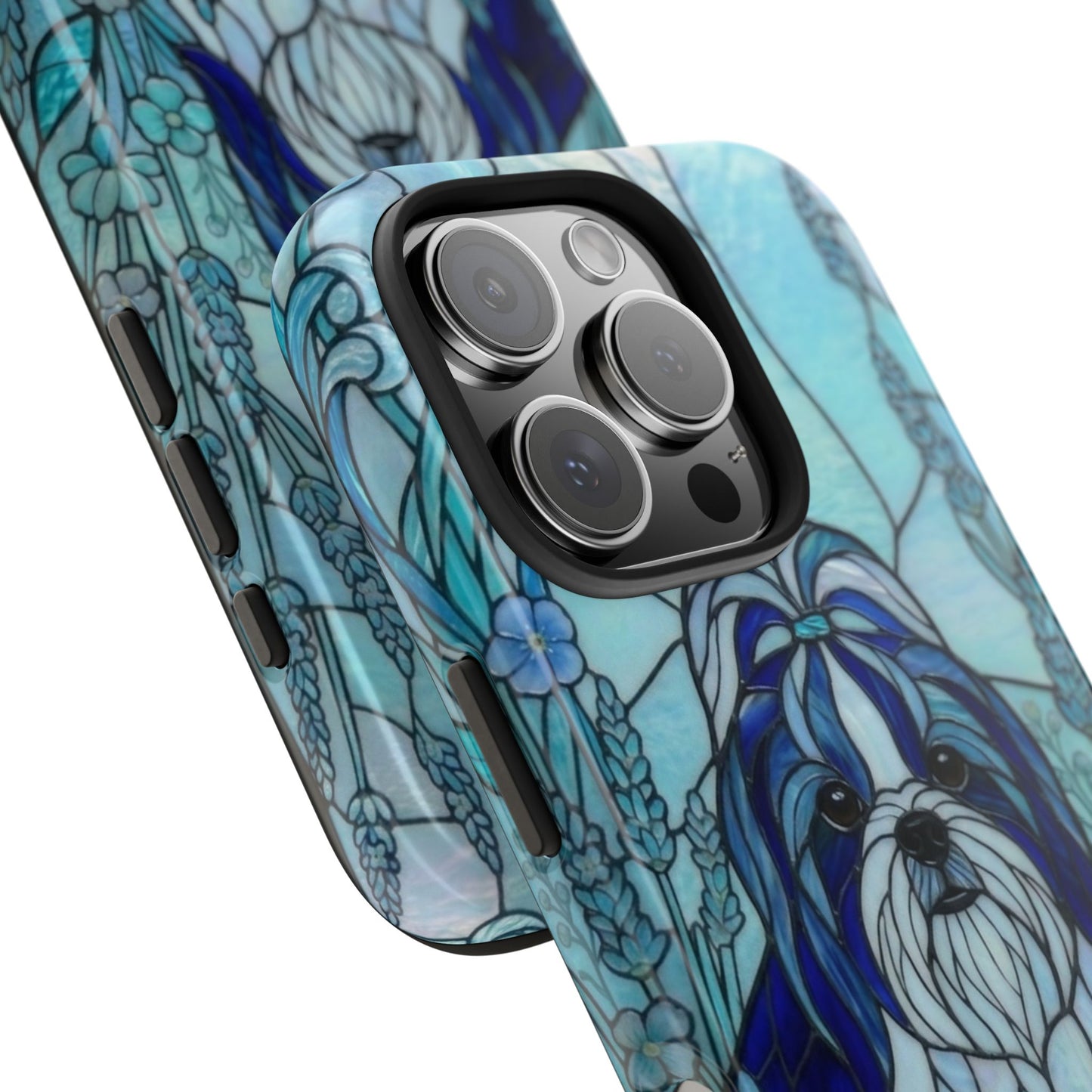 Shih Tzu Stained Glass Style Tough Case — Ocean Blue Theme
