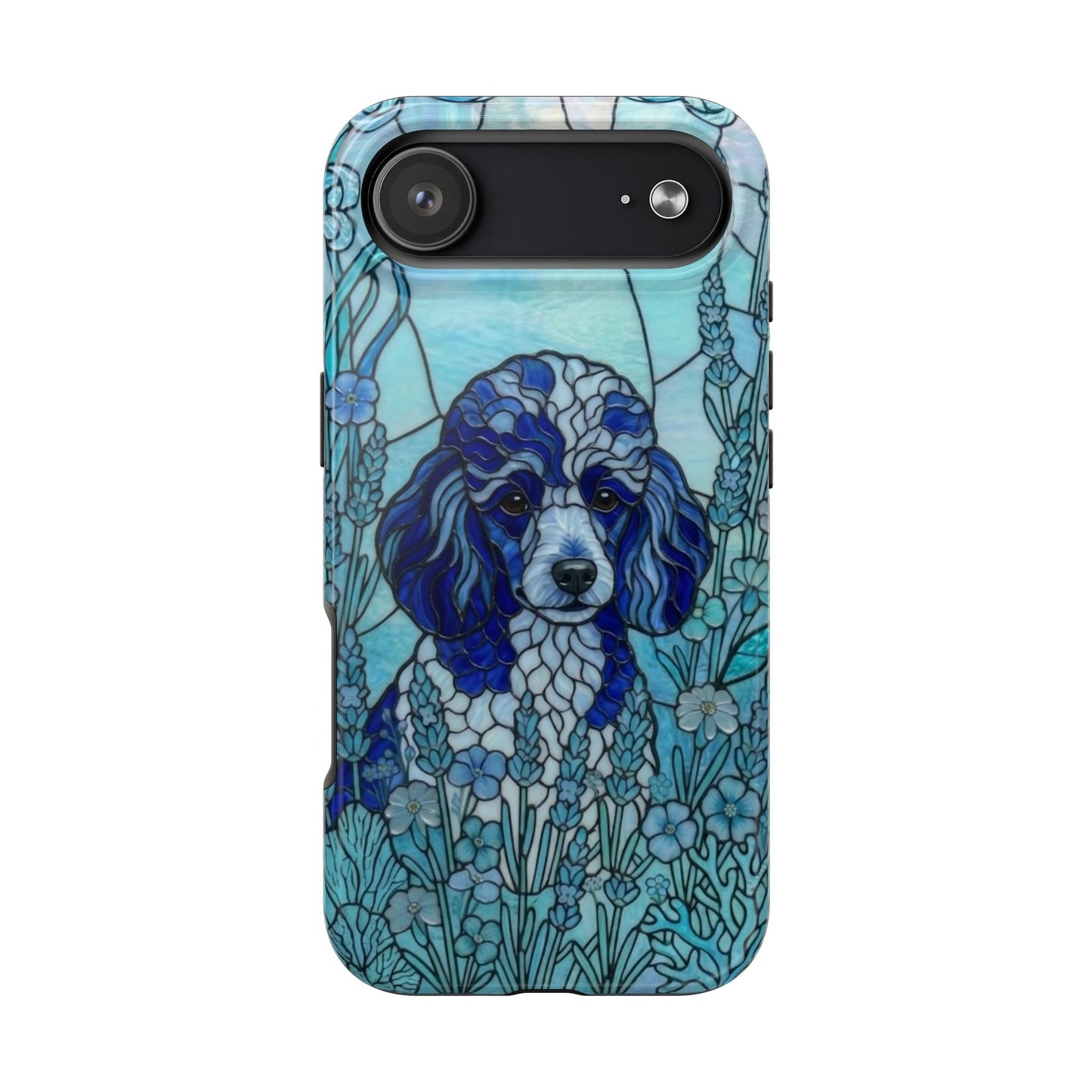 Toy Poodle Stained Glass Style Tough Case — Ocean Blue Theme