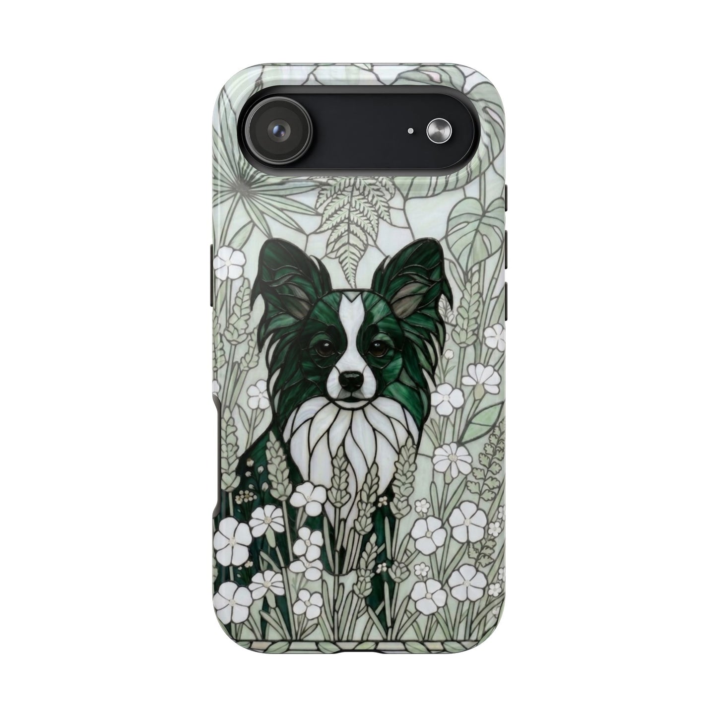 Papillon Stained Glass Style Tough Case — Botanical Green Theme