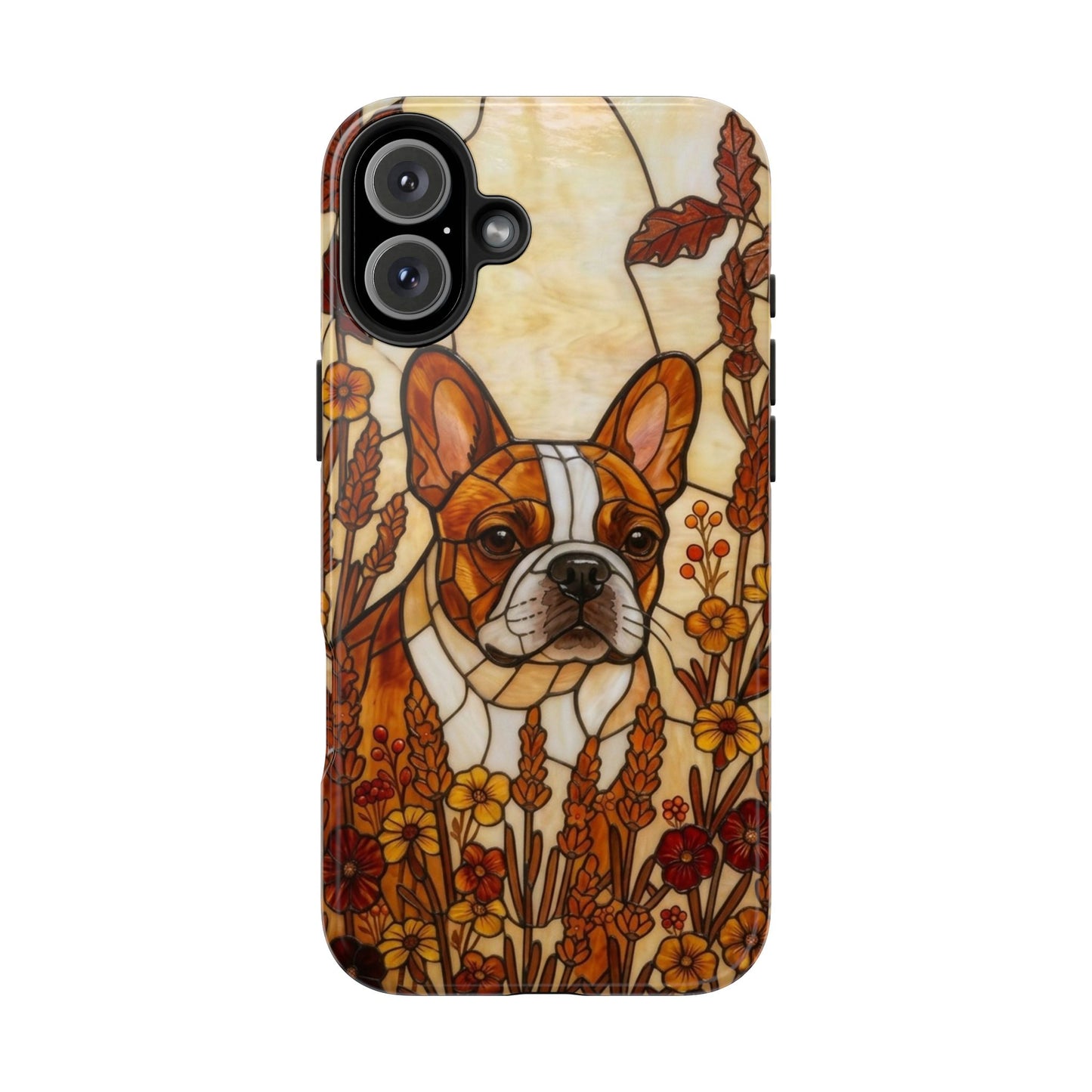 Frenchie Stained Glass Style Tough Case — Autumn Warmth Theme