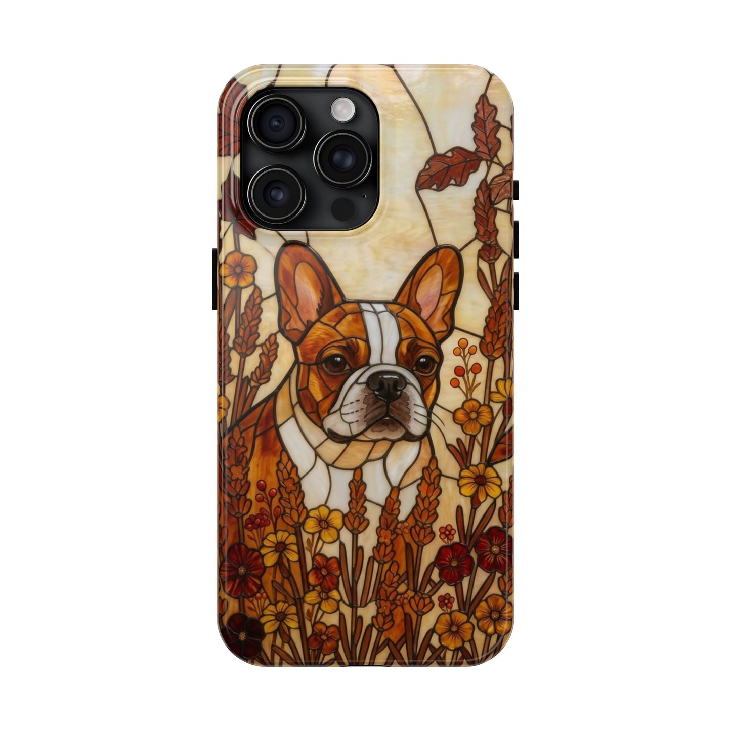 Frenchie Stained Glass Style Tough Case — Autumn Warmth Theme