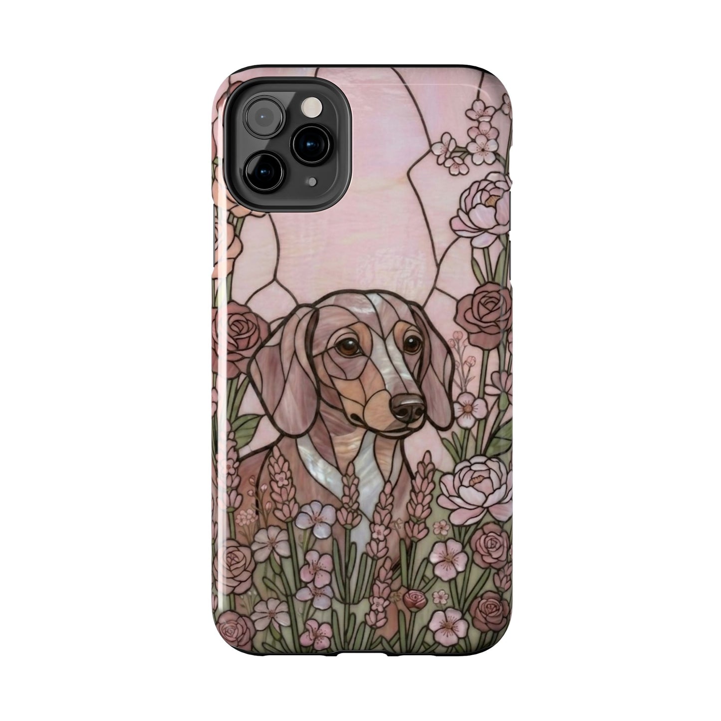Dachshund Stained Glass Style Tough Case — Rose Garden Theme