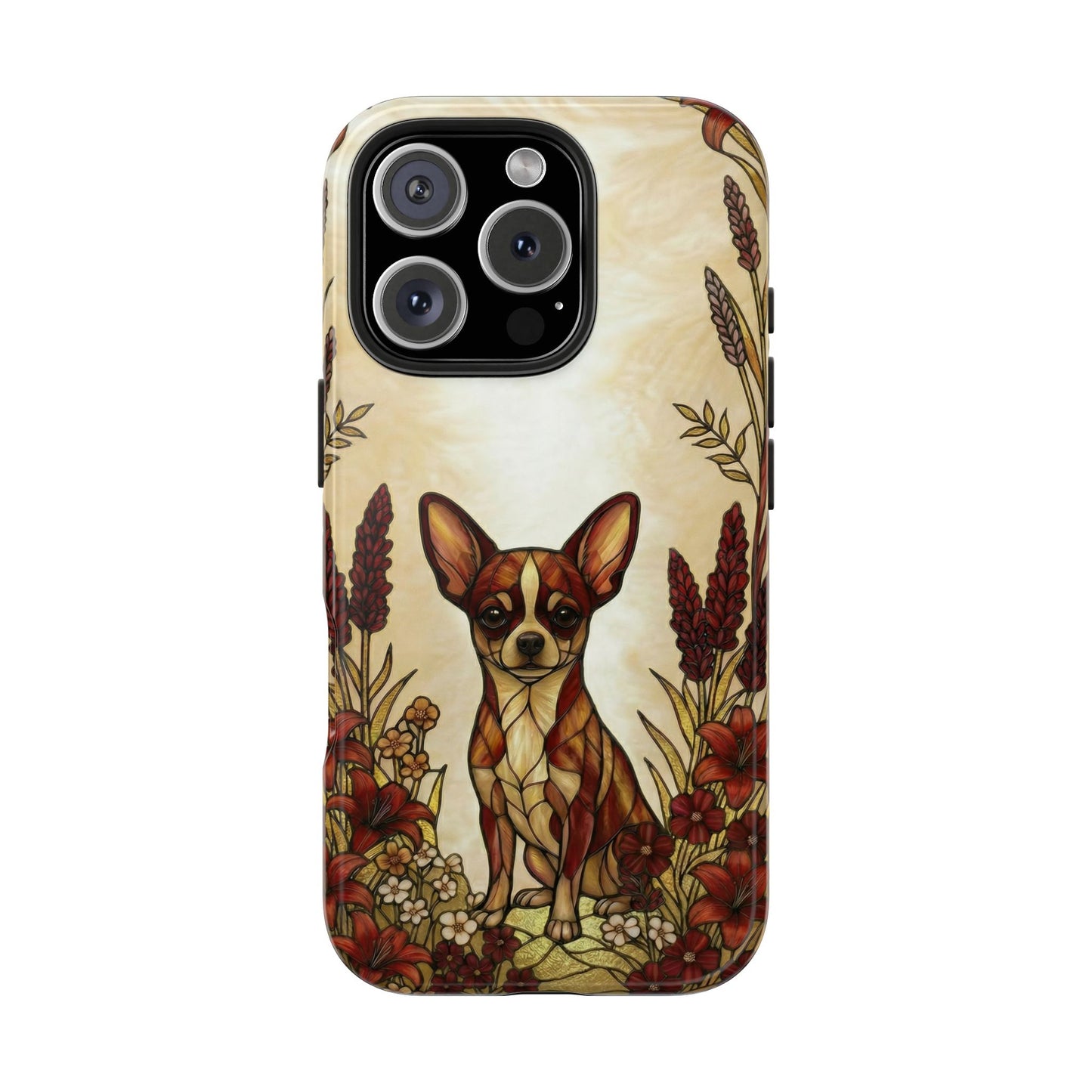 Chihuahua Stained Glass Style Tough Case — Fire & Gold Theme