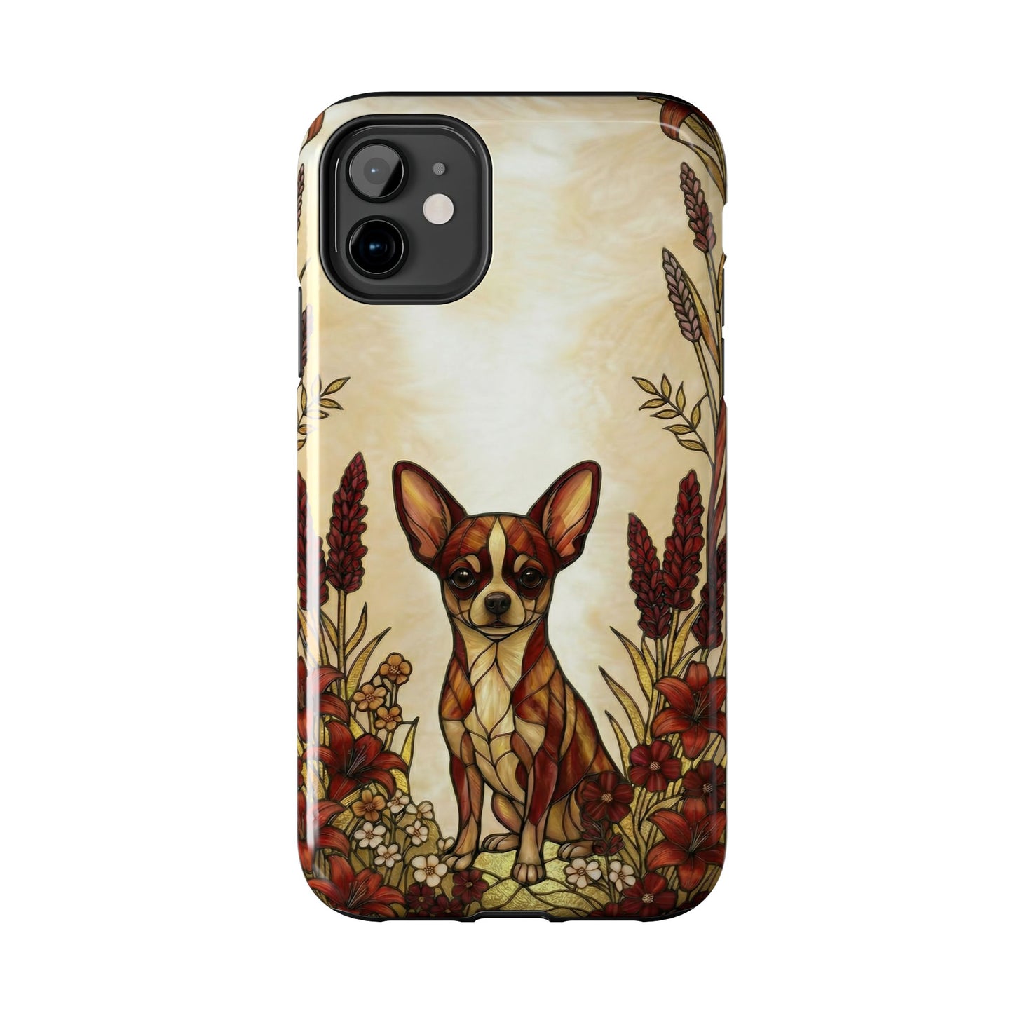 Chihuahua Stained Glass Style Tough Case — Fire & Gold Theme