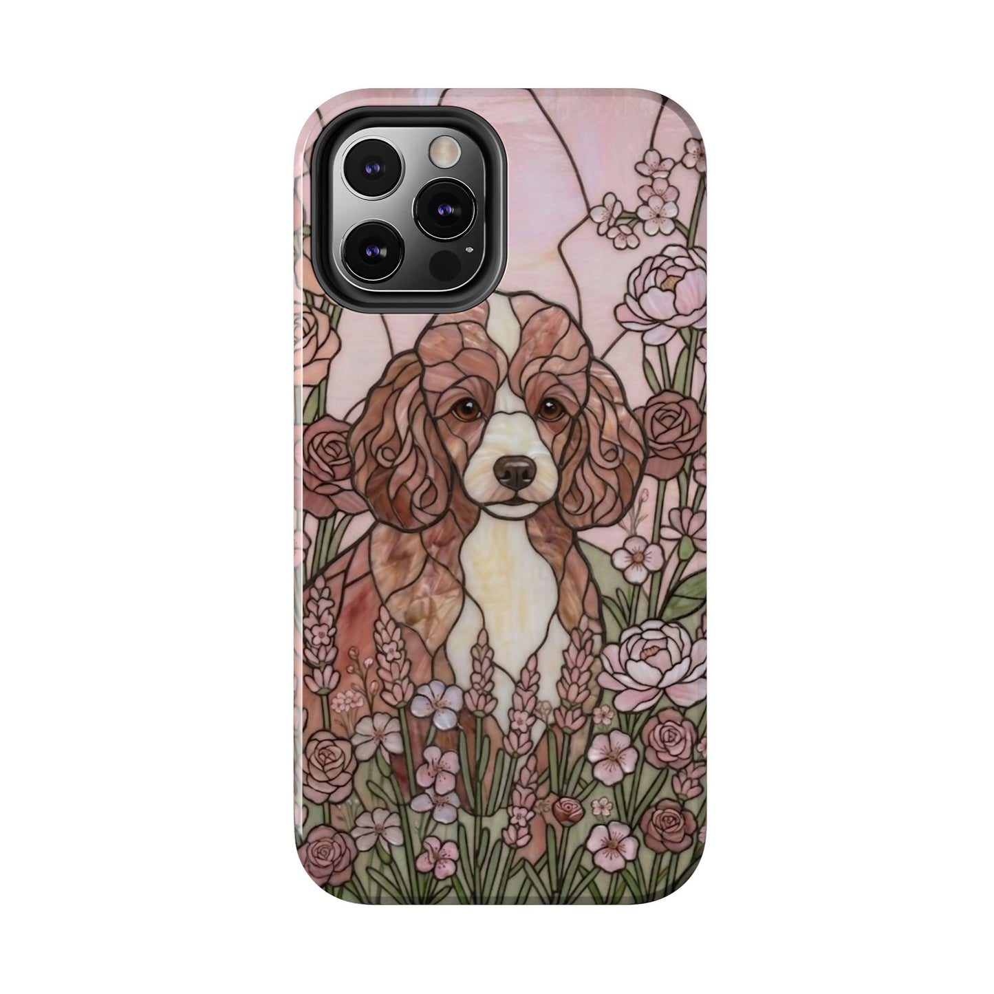 Toy Poodle Stained Glass Style Tough Case — Rose Garden Theme