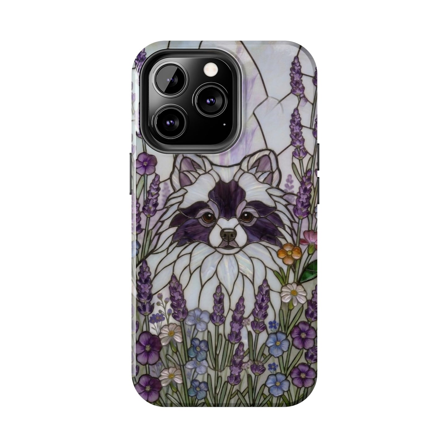 Pomeranian Stained Glass Style Tough Case — Lavender Floral Theme